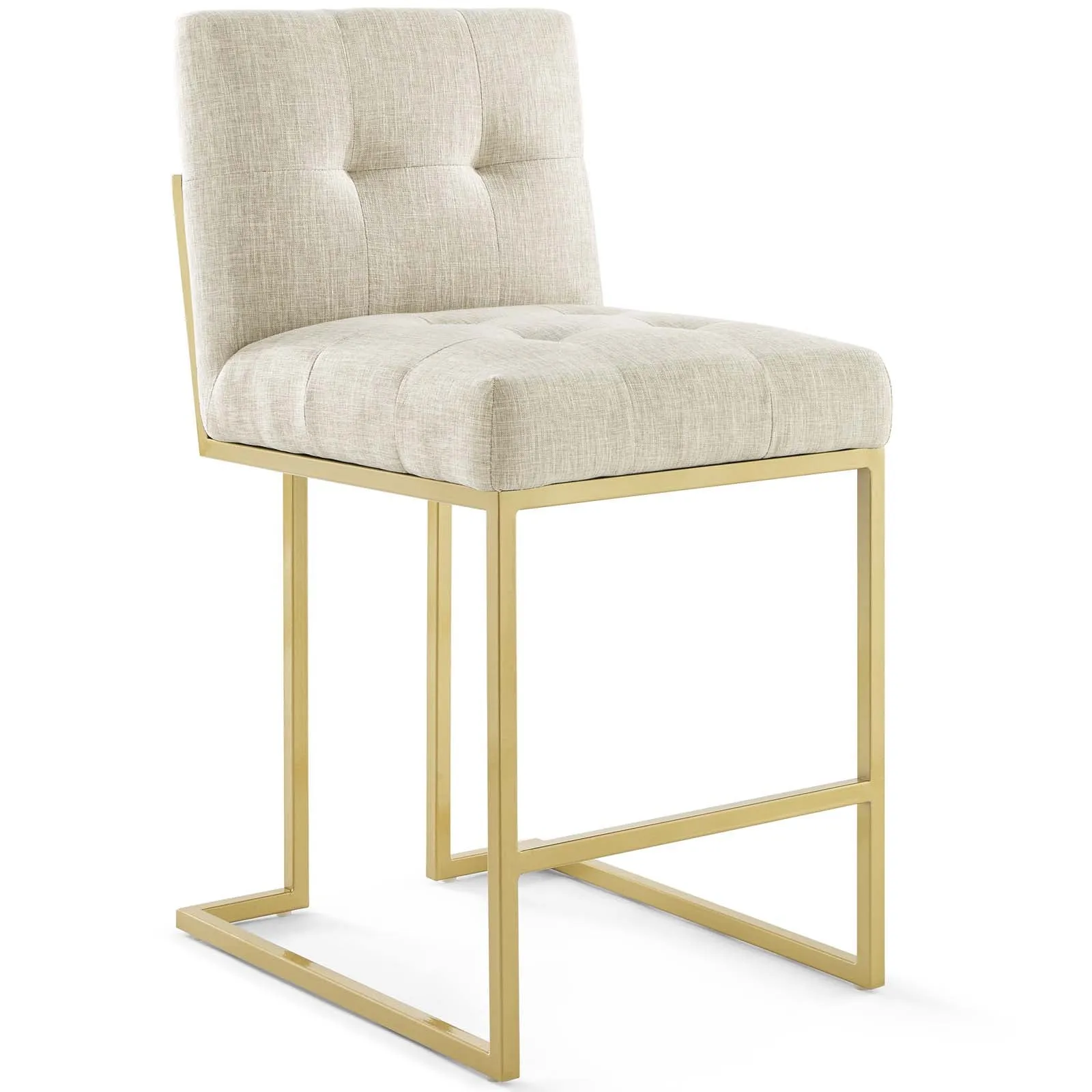 Privy Gold Stainless Steel Upholstered Fabric Counter Stool Set of 2 by Modway