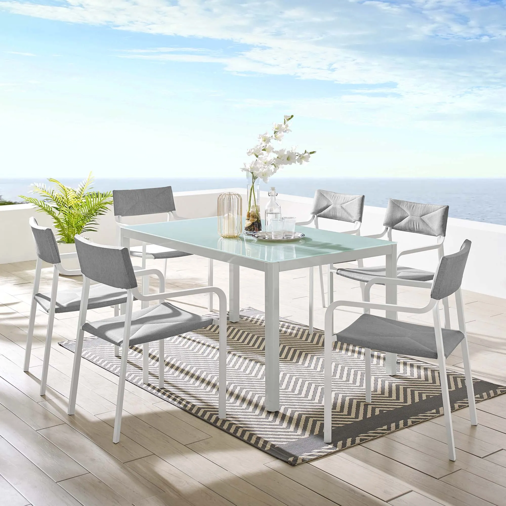 Raleigh 7 Piece Outdoor Patio Aluminum Dining Set by Modway