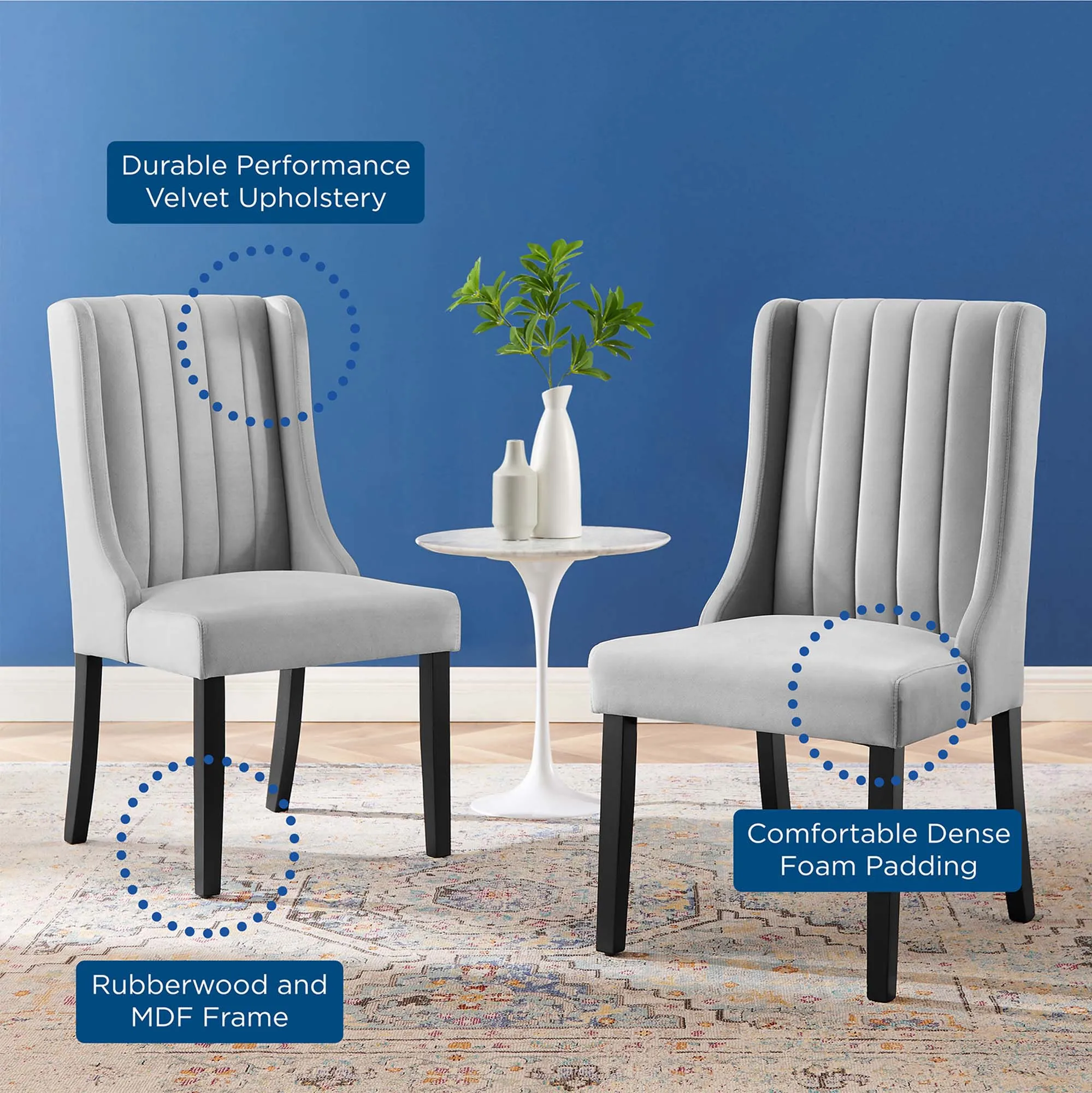 Renew Parsons Performance Velvet Dining Side Chairs - Set of 2 by Modway