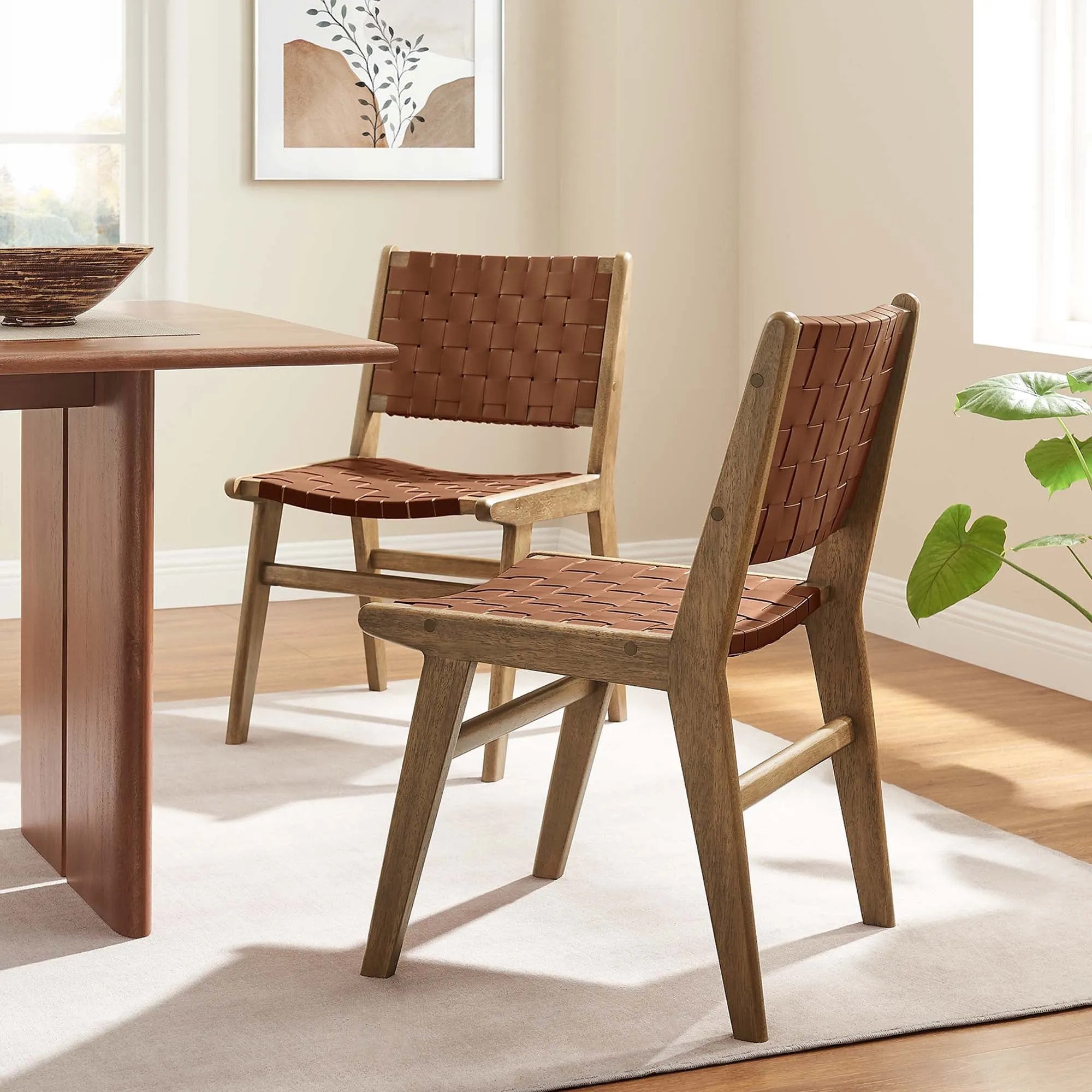Saoirse Faux Leather Wood Dining Side Chair - Set of 2 by Modway