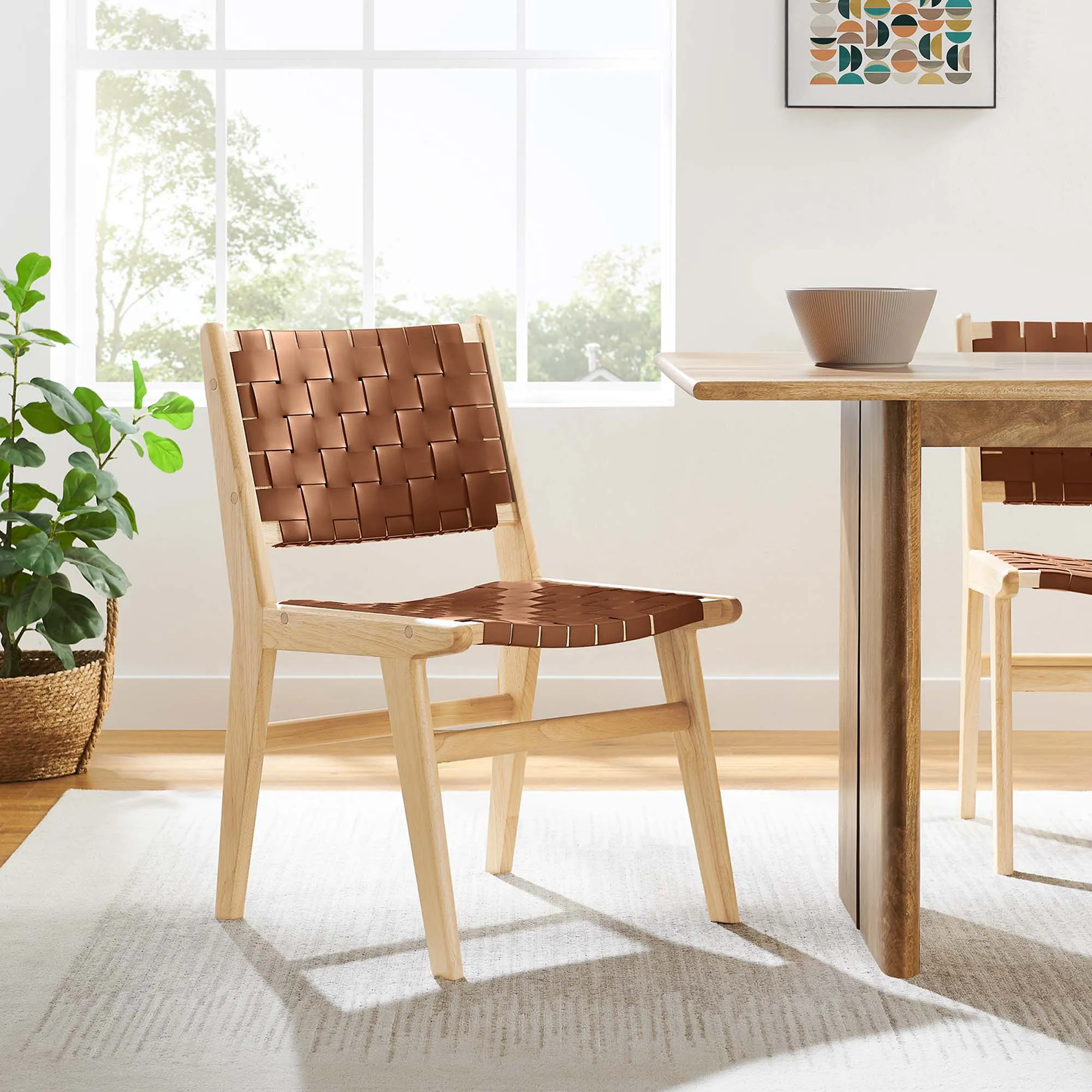 Saoirse Faux Leather Wood Dining Side Chair - Set of 2 by Modway