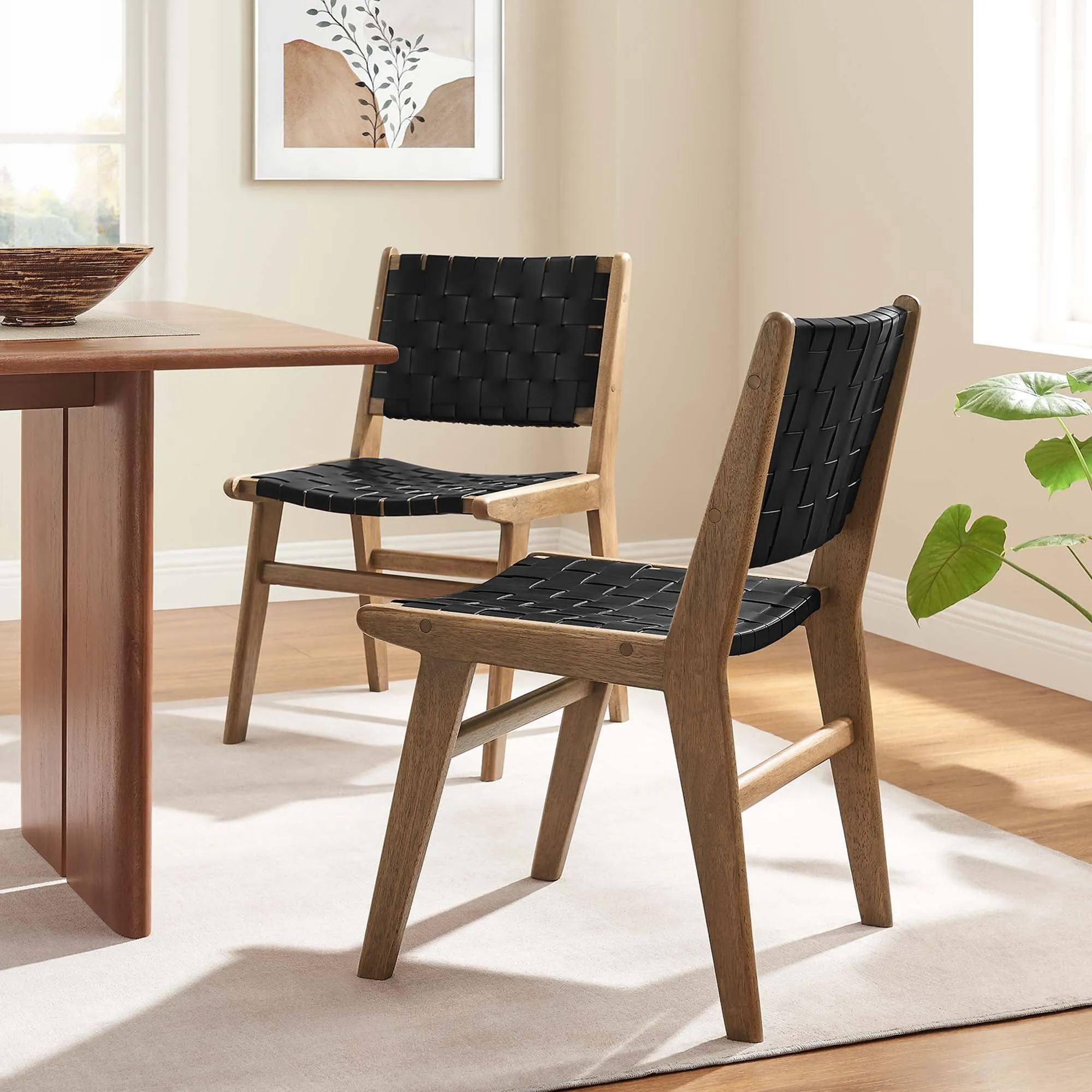 Saoirse Faux Leather Wood Dining Side Chair - Set of 2 by Modway