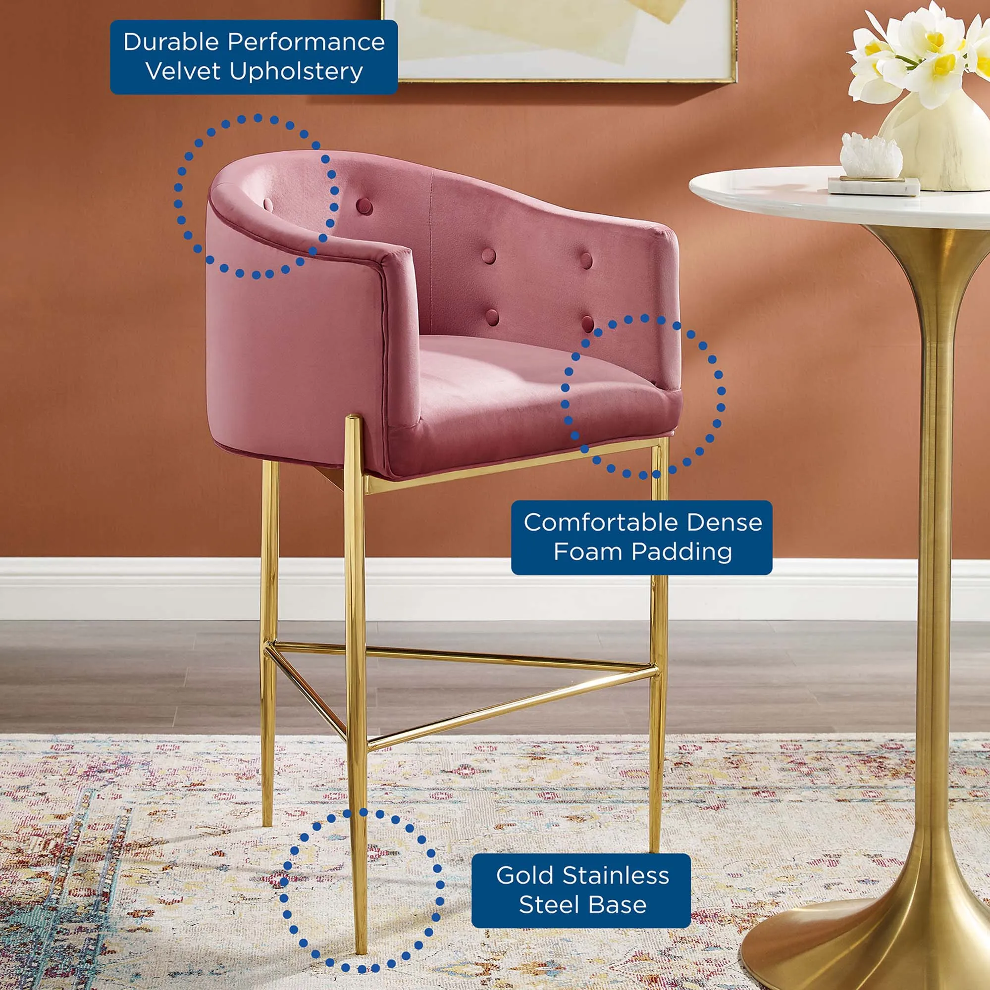 Savour Tufted Performance Velvet Bar Stool by Modway
