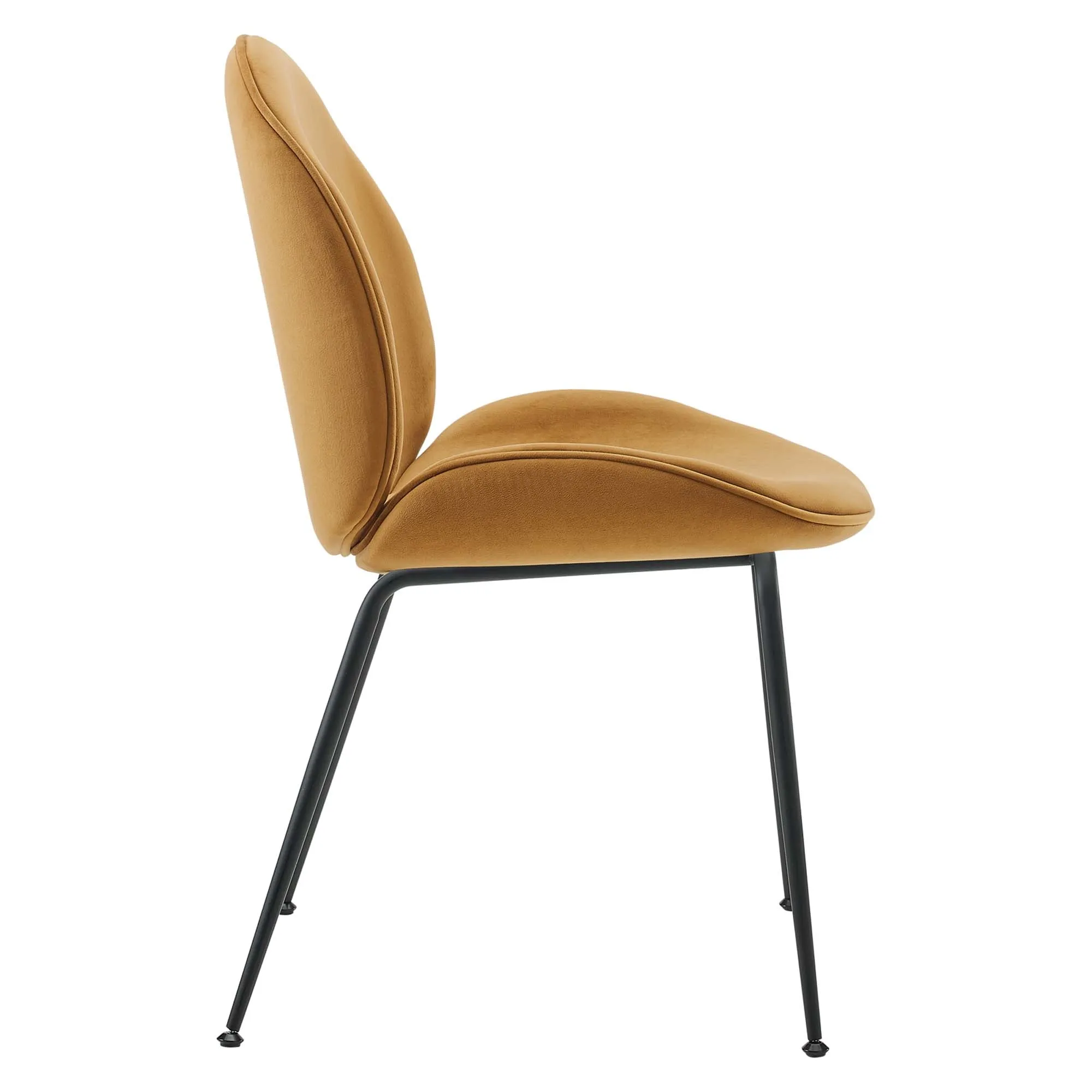Scoop Black Powder Coated Steel Leg Performance Velvet Dining Chairs - Set of 2 by Modway