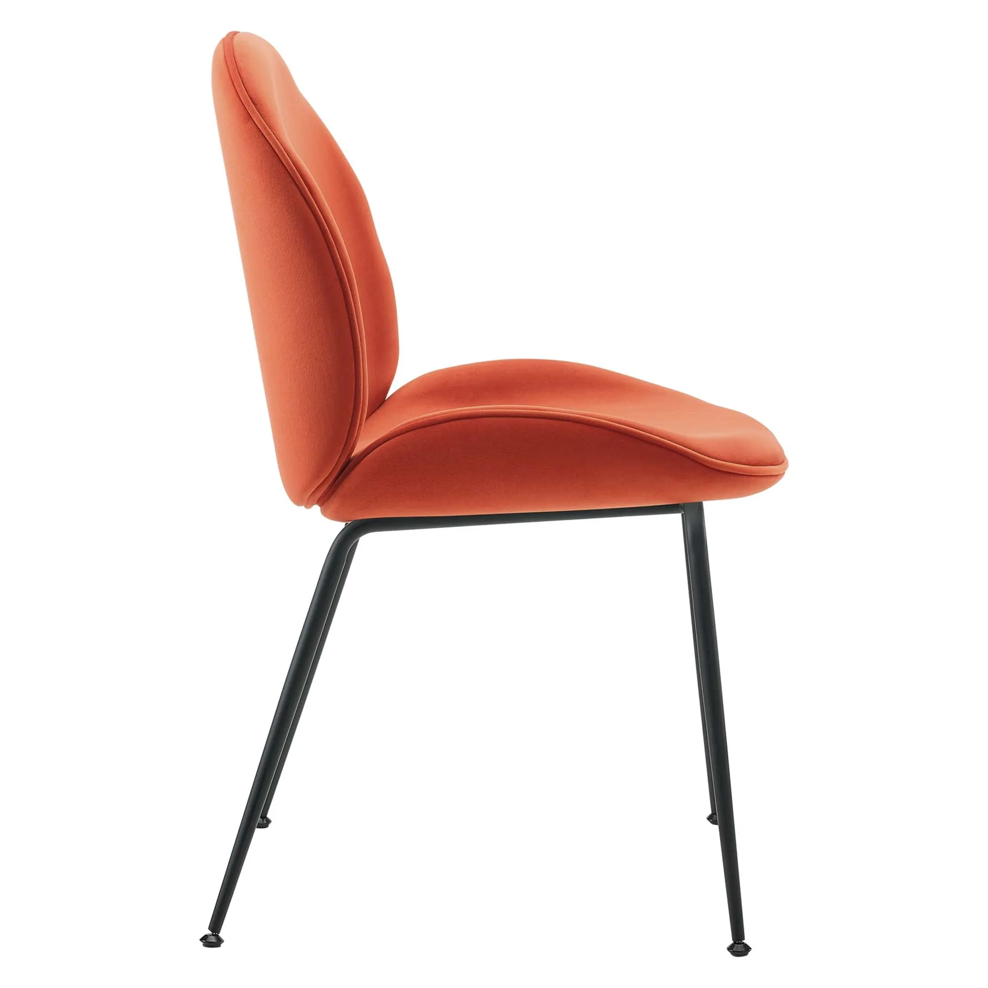 Scoop Black Powder Coated Steel Leg Performance Velvet Dining Chairs - Set of 2 by Modway
