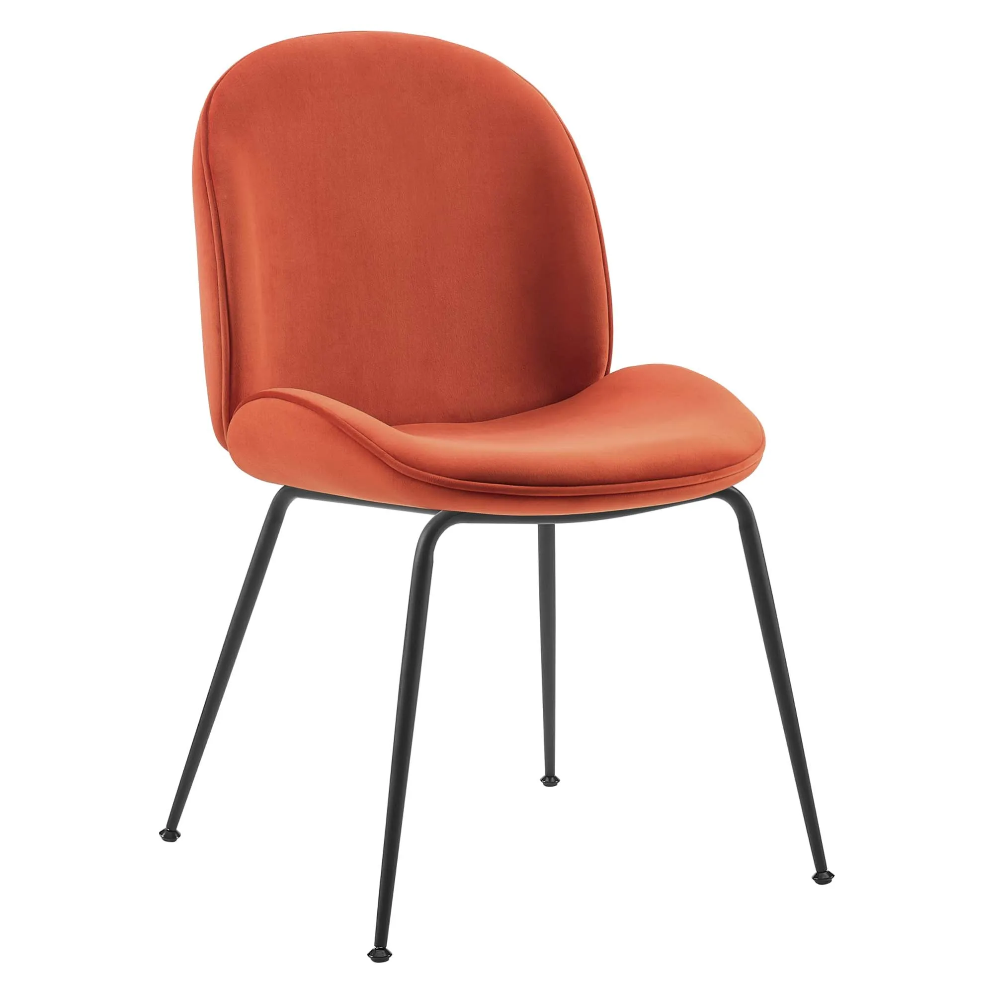 Scoop Black Powder Coated Steel Leg Performance Velvet Dining Chairs - Set of 2 by Modway