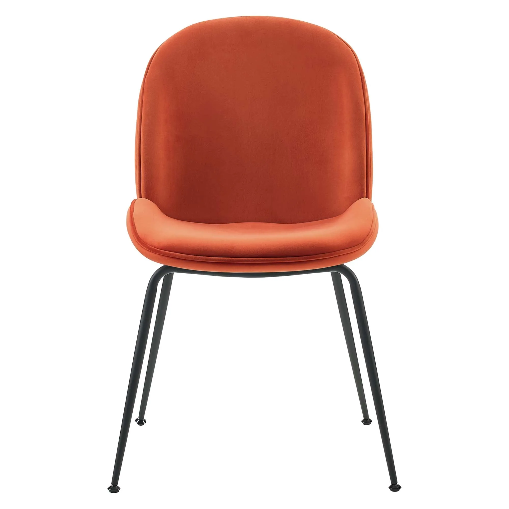 Scoop Black Powder Coated Steel Leg Performance Velvet Dining Chairs - Set of 2 by Modway