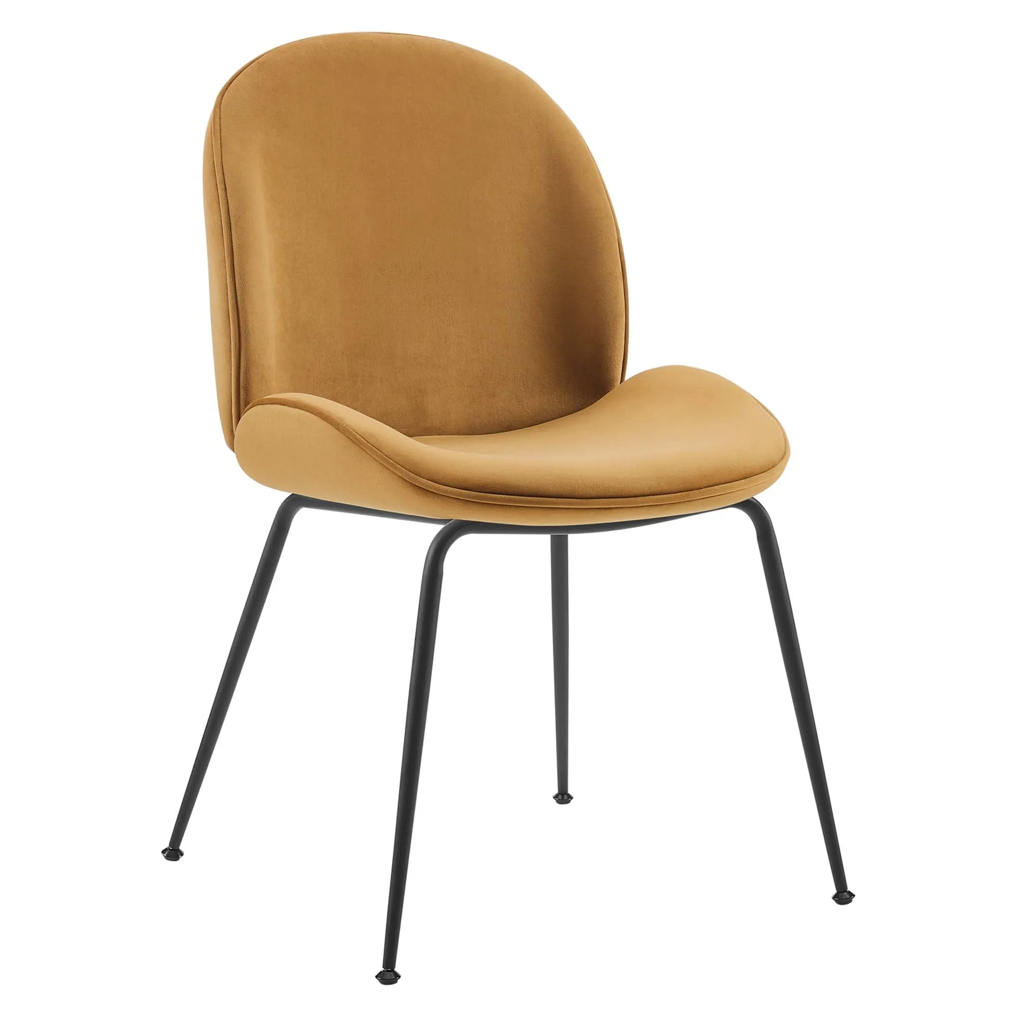 Scoop Black Powder Coated Steel Leg Performance Velvet Dining Chairs - Set of 2 by Modway