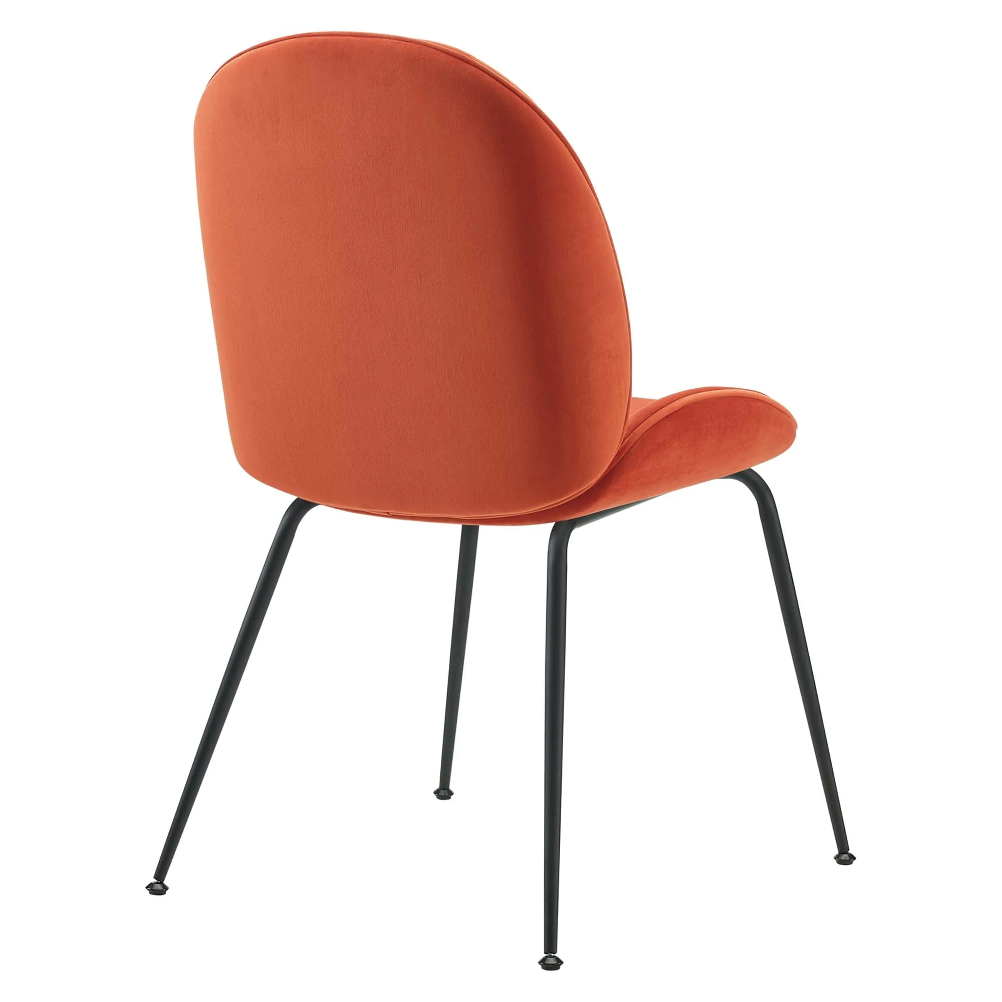 Scoop Black Powder Coated Steel Leg Performance Velvet Dining Chairs - Set of 2 by Modway