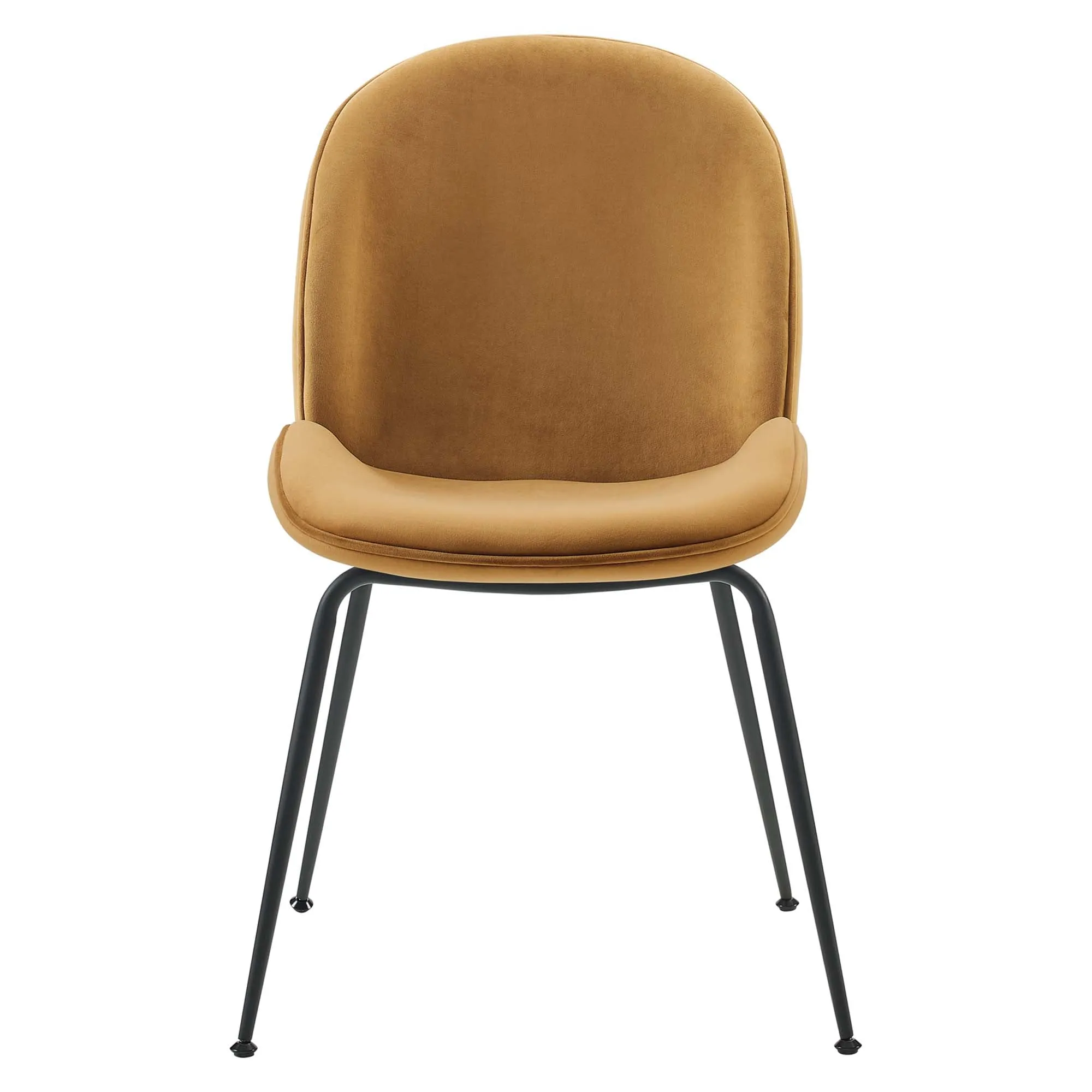 Scoop Black Powder Coated Steel Leg Performance Velvet Dining Chairs - Set of 2 by Modway