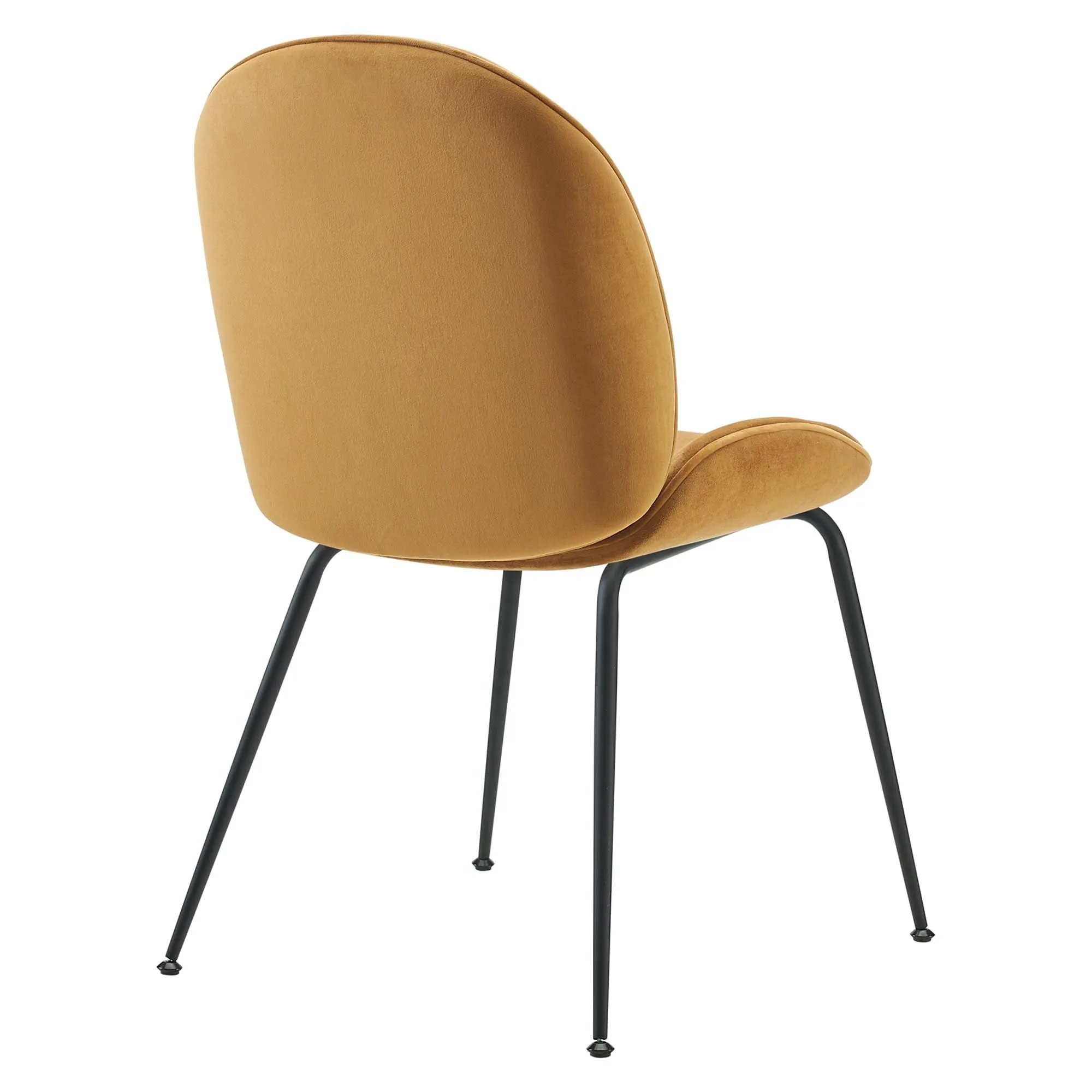 Scoop Black Powder Coated Steel Leg Performance Velvet Dining Chairs - Set of 2 by Modway