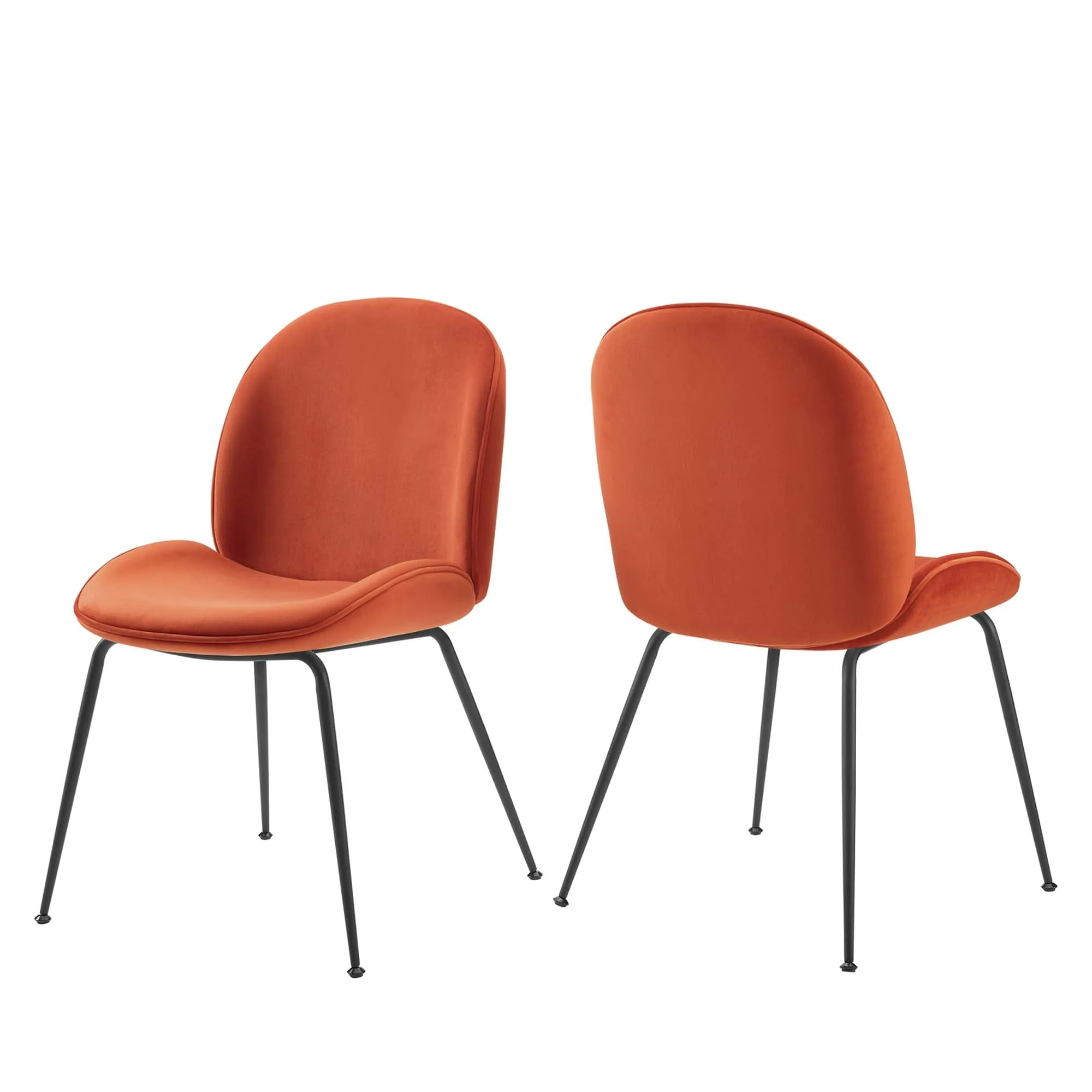 Scoop Black Powder Coated Steel Leg Performance Velvet Dining Chairs - Set of 2 by Modway