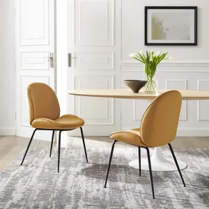 Scoop Black Powder Coated Steel Leg Performance Velvet Dining Chairs - Set of 2 by Modway