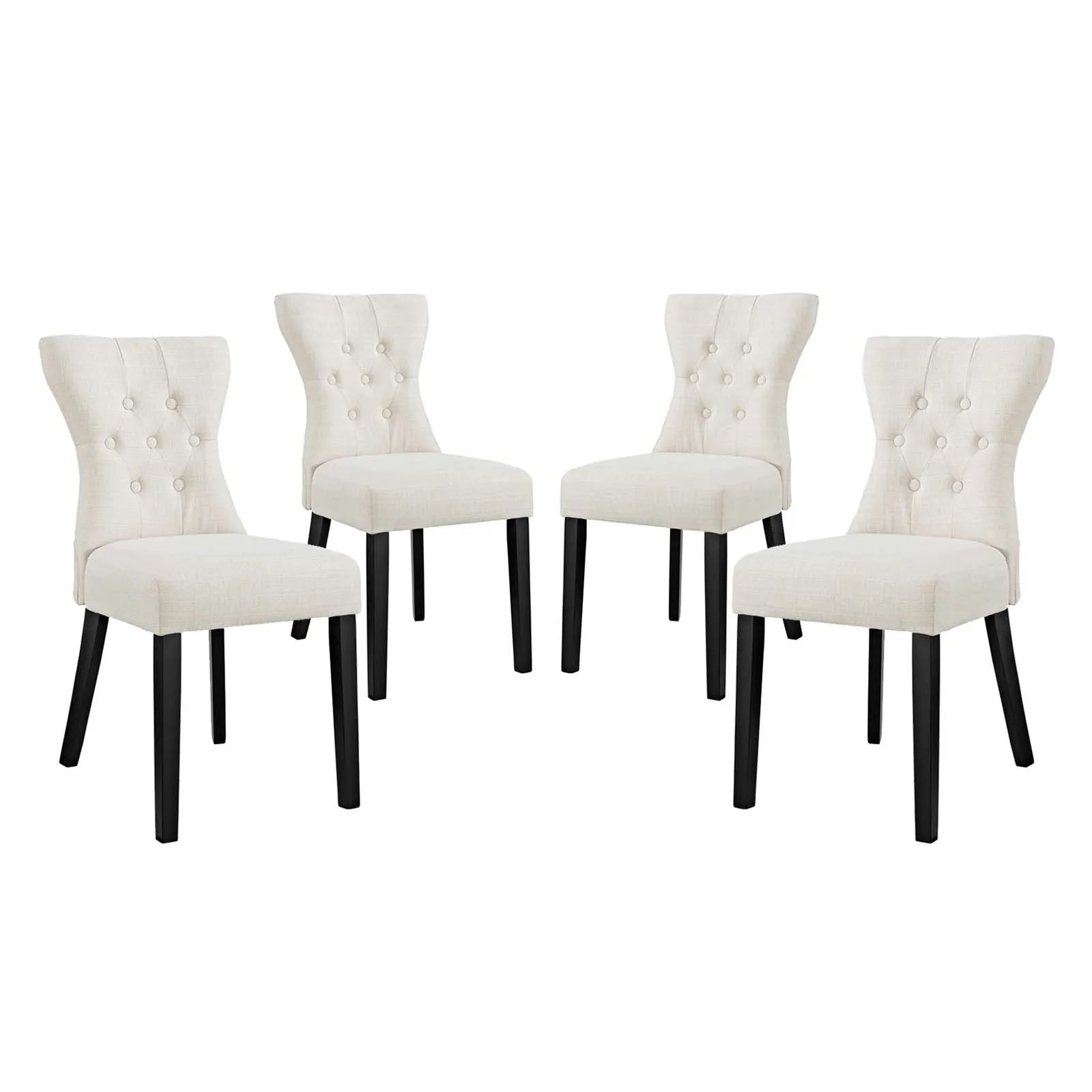 Silhouette Dining Side Chairs Upholstered Fabric Set of 4 by Modway