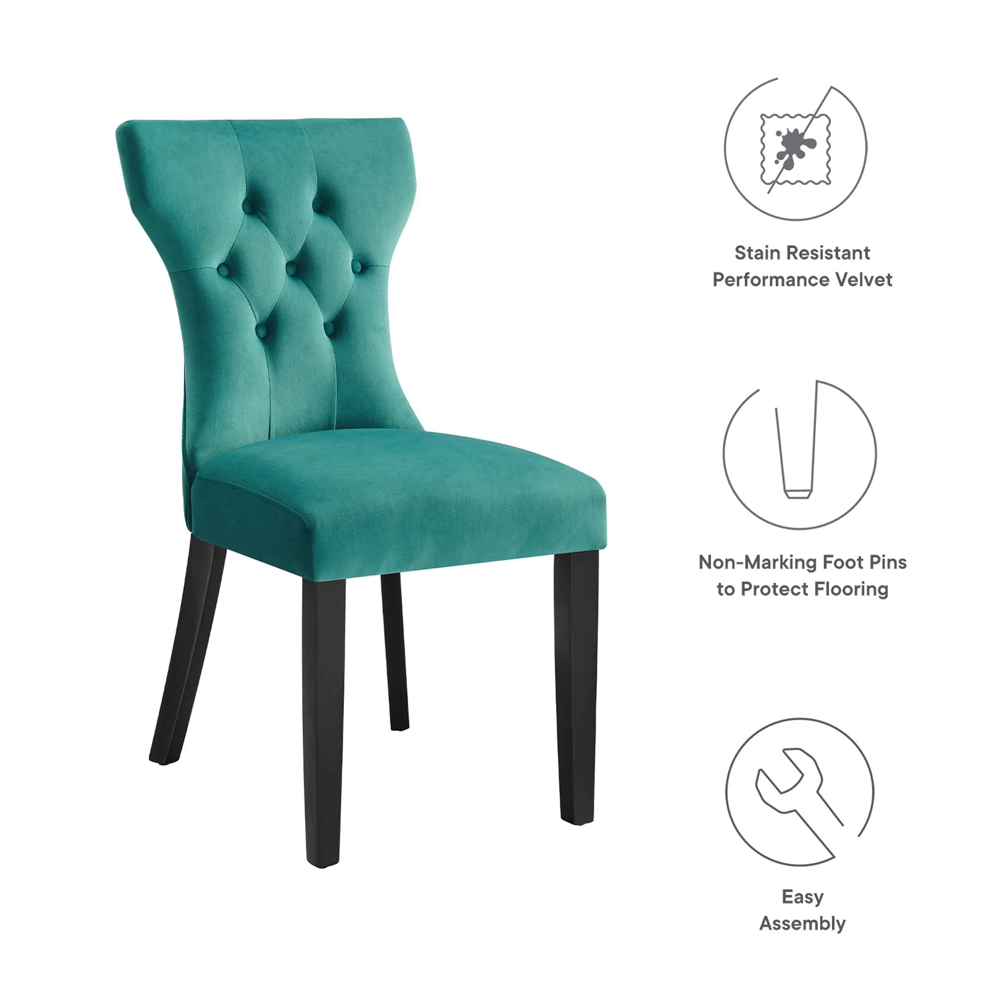 Silhouette Performance Velvet Dining Chairs - Set of 2 by Modway