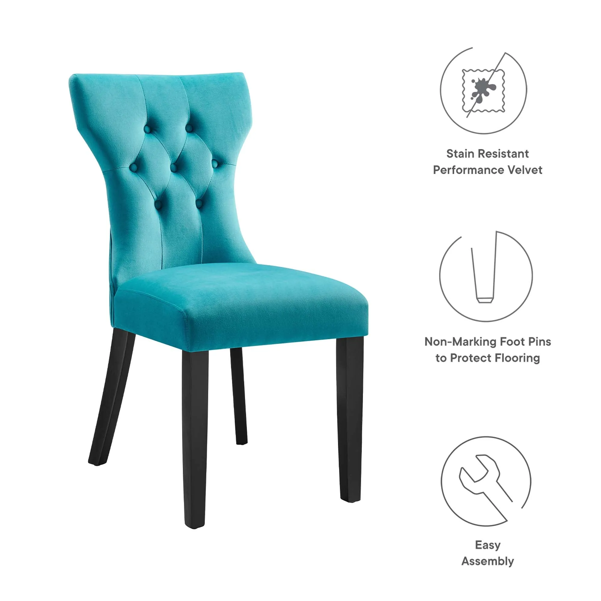 Silhouette Performance Velvet Dining Chairs - Set of 2 by Modway