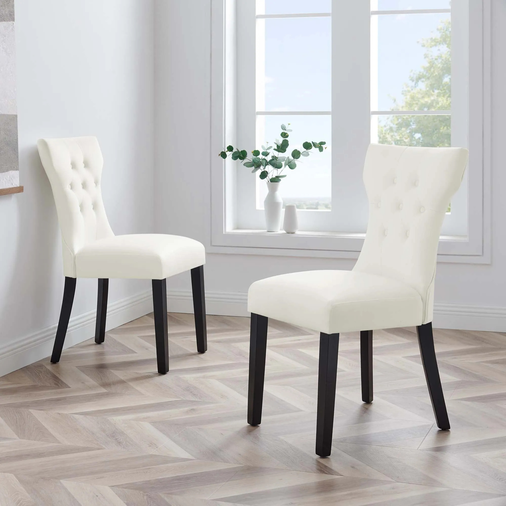 Silhouette Performance Velvet Dining Chairs - Set of 2 by Modway