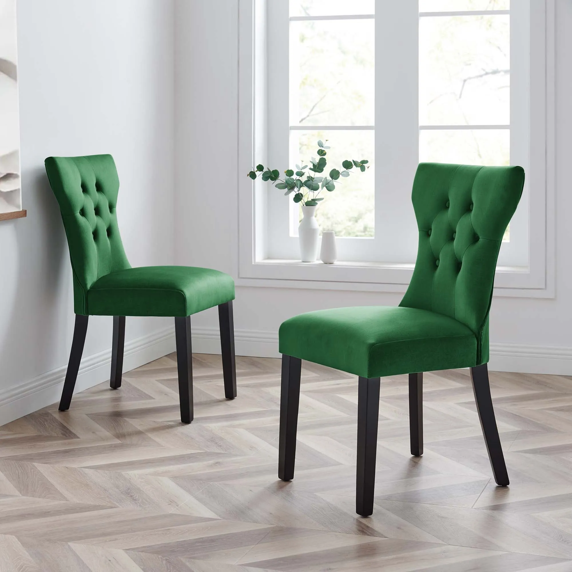 Silhouette Performance Velvet Dining Chairs - Set of 2 by Modway