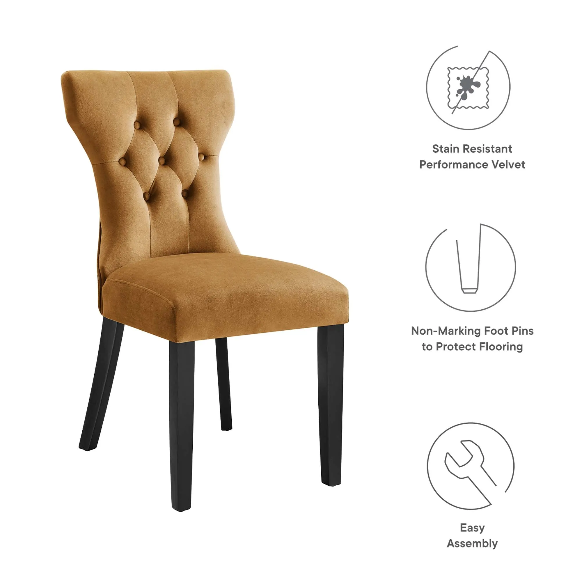 Silhouette Performance Velvet Dining Chairs - Set of 2 by Modway