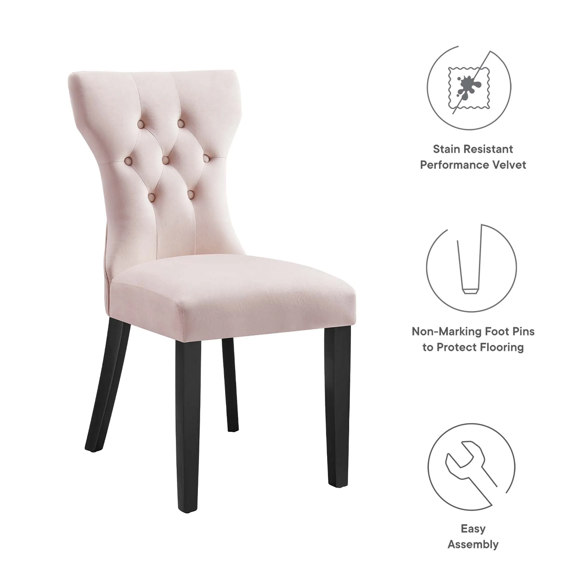 Silhouette Performance Velvet Dining Chairs - Set of 2 by Modway