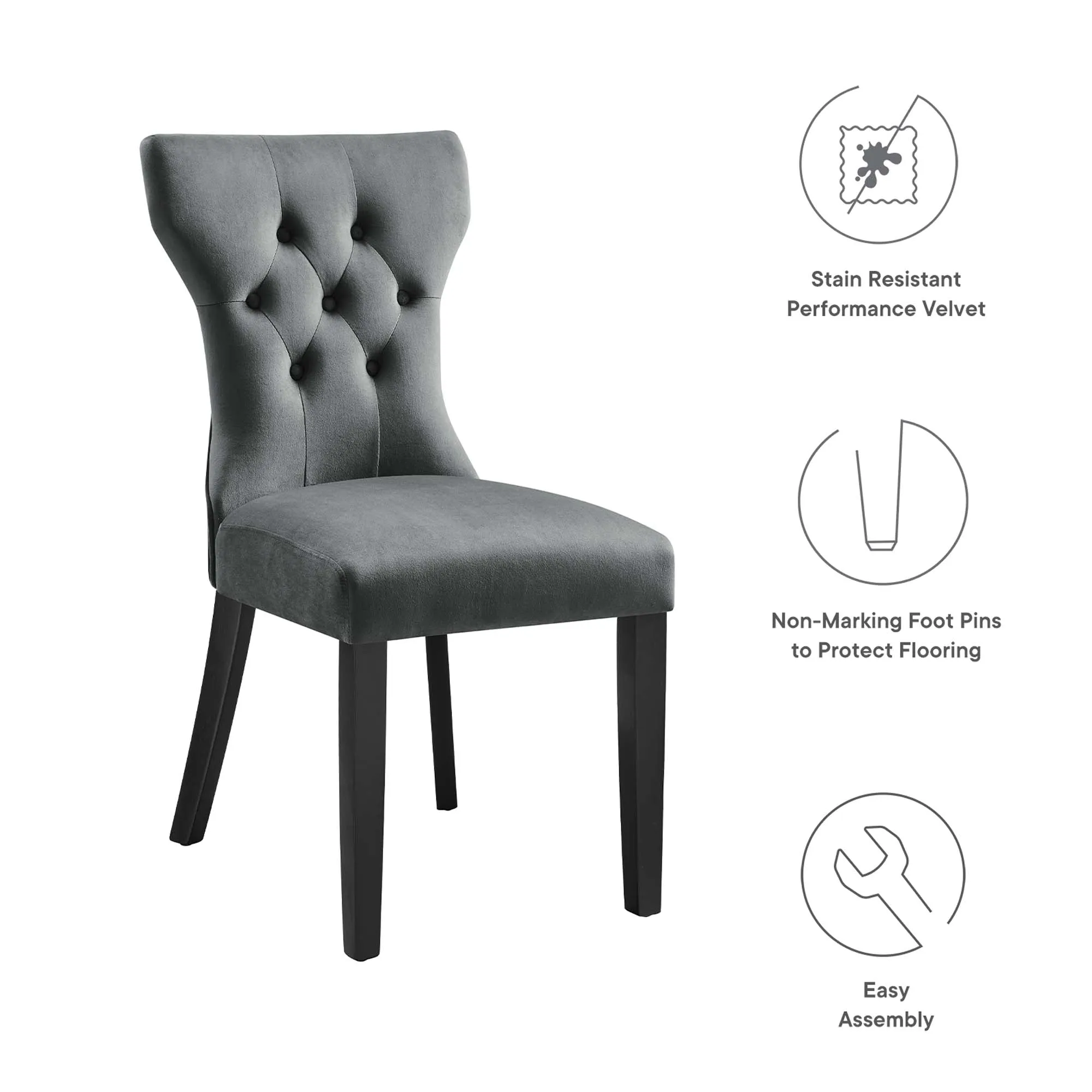 Silhouette Performance Velvet Dining Chairs - Set of 2 by Modway