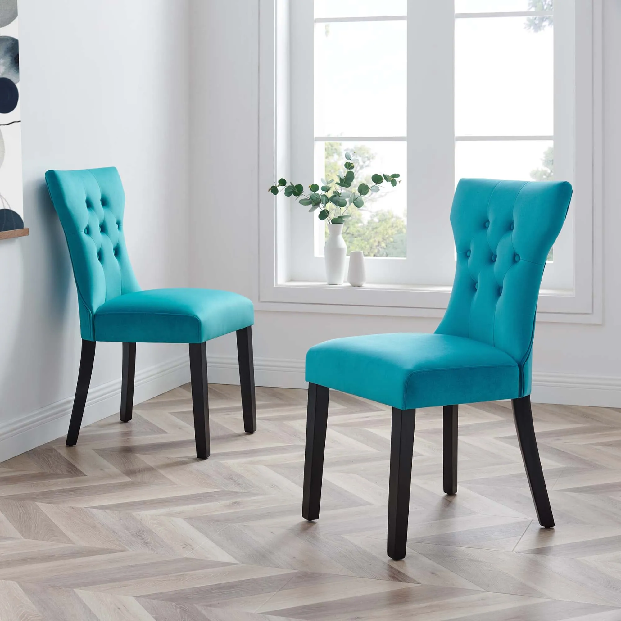 Silhouette Performance Velvet Dining Chairs - Set of 2 by Modway