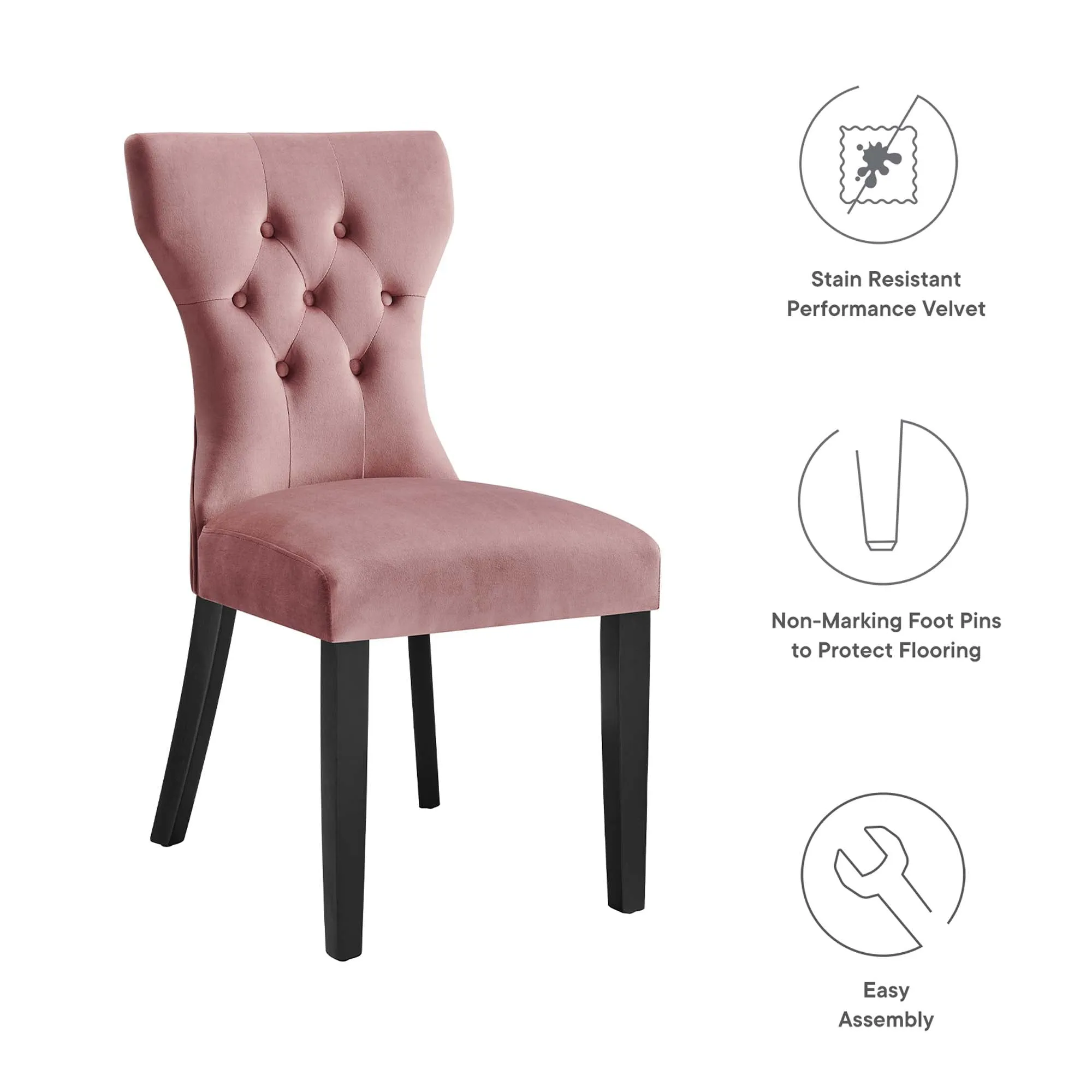 Silhouette Performance Velvet Dining Chairs - Set of 2 by Modway