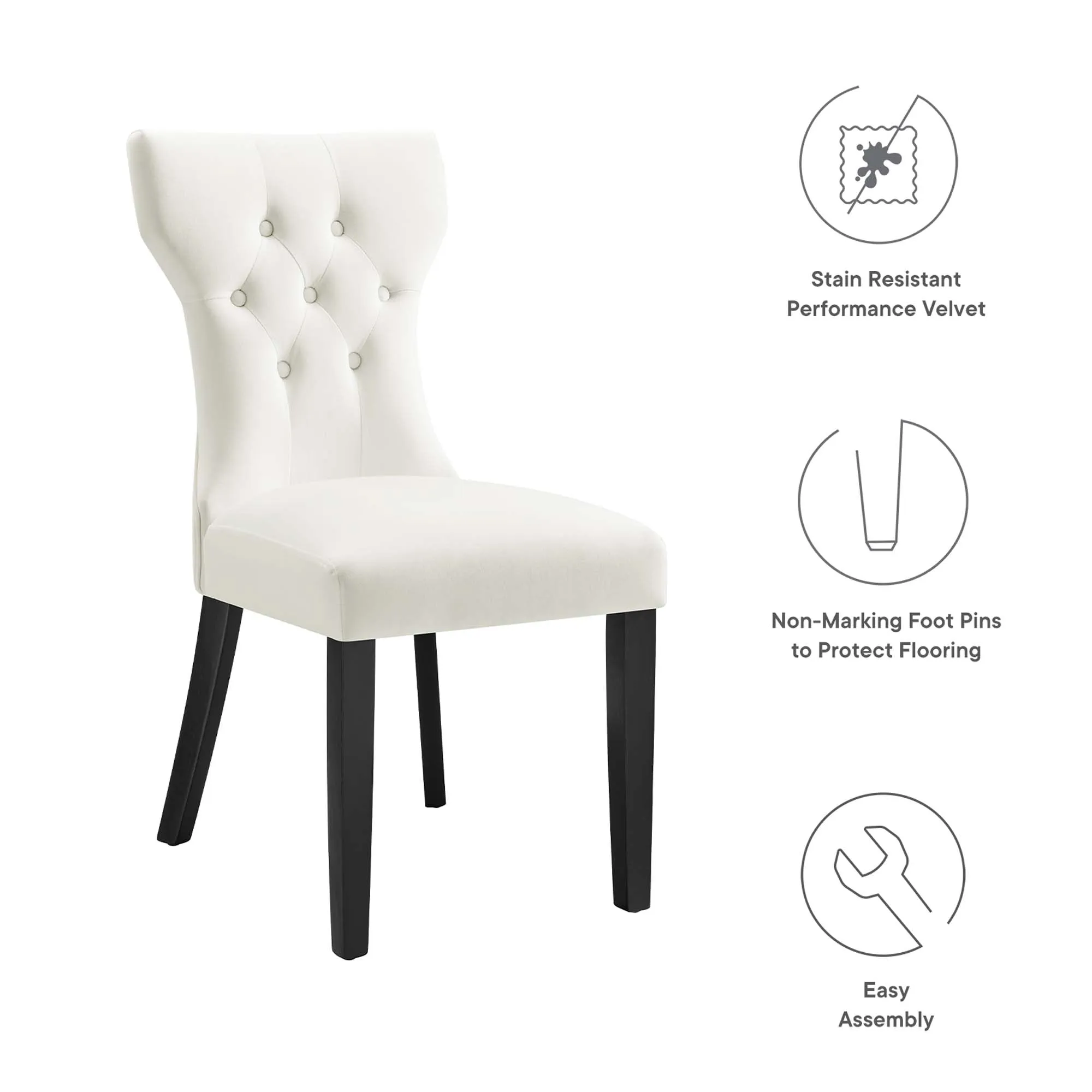 Silhouette Performance Velvet Dining Chairs - Set of 2 by Modway