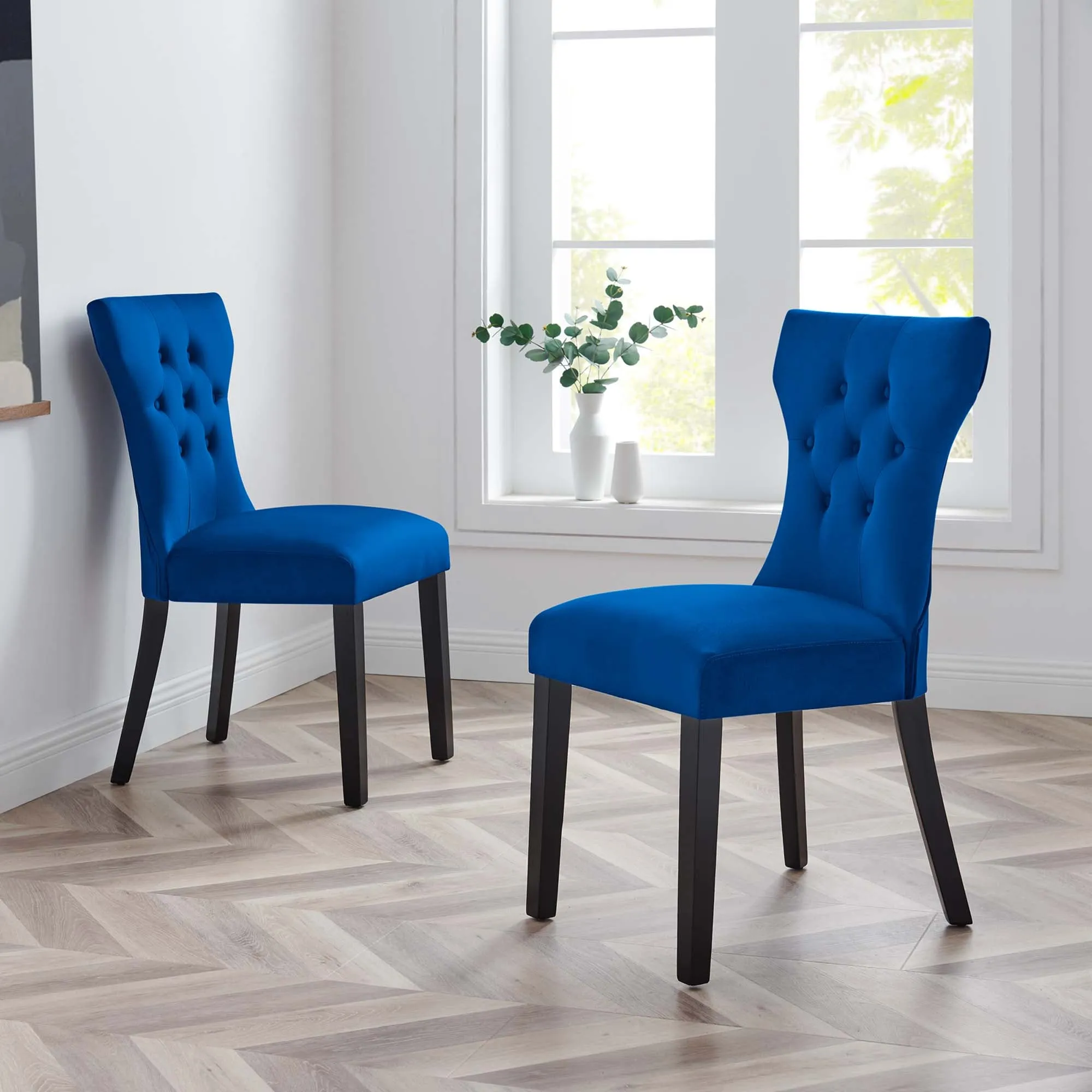 Silhouette Performance Velvet Dining Chairs - Set of 2 by Modway