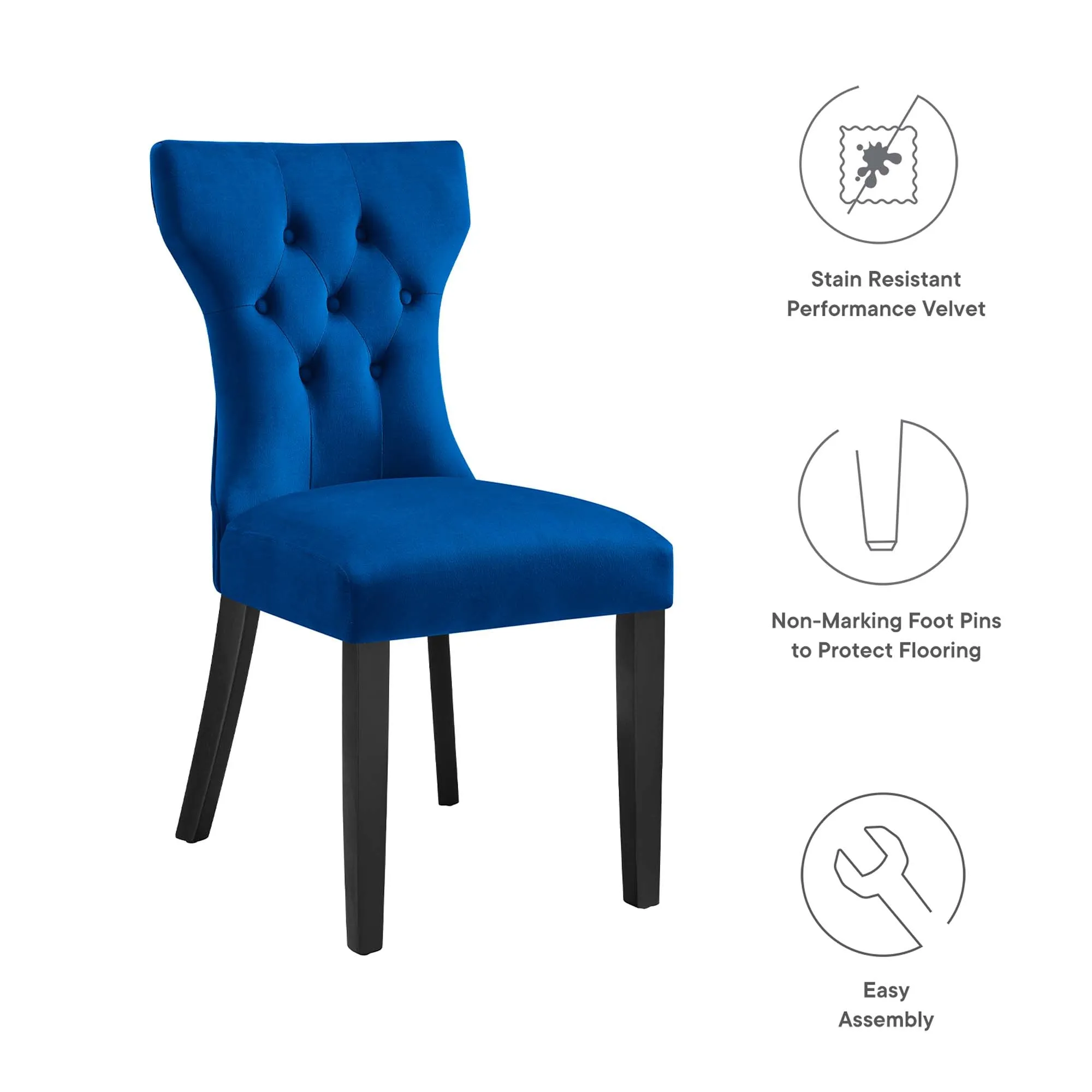Silhouette Performance Velvet Dining Chairs - Set of 2 by Modway