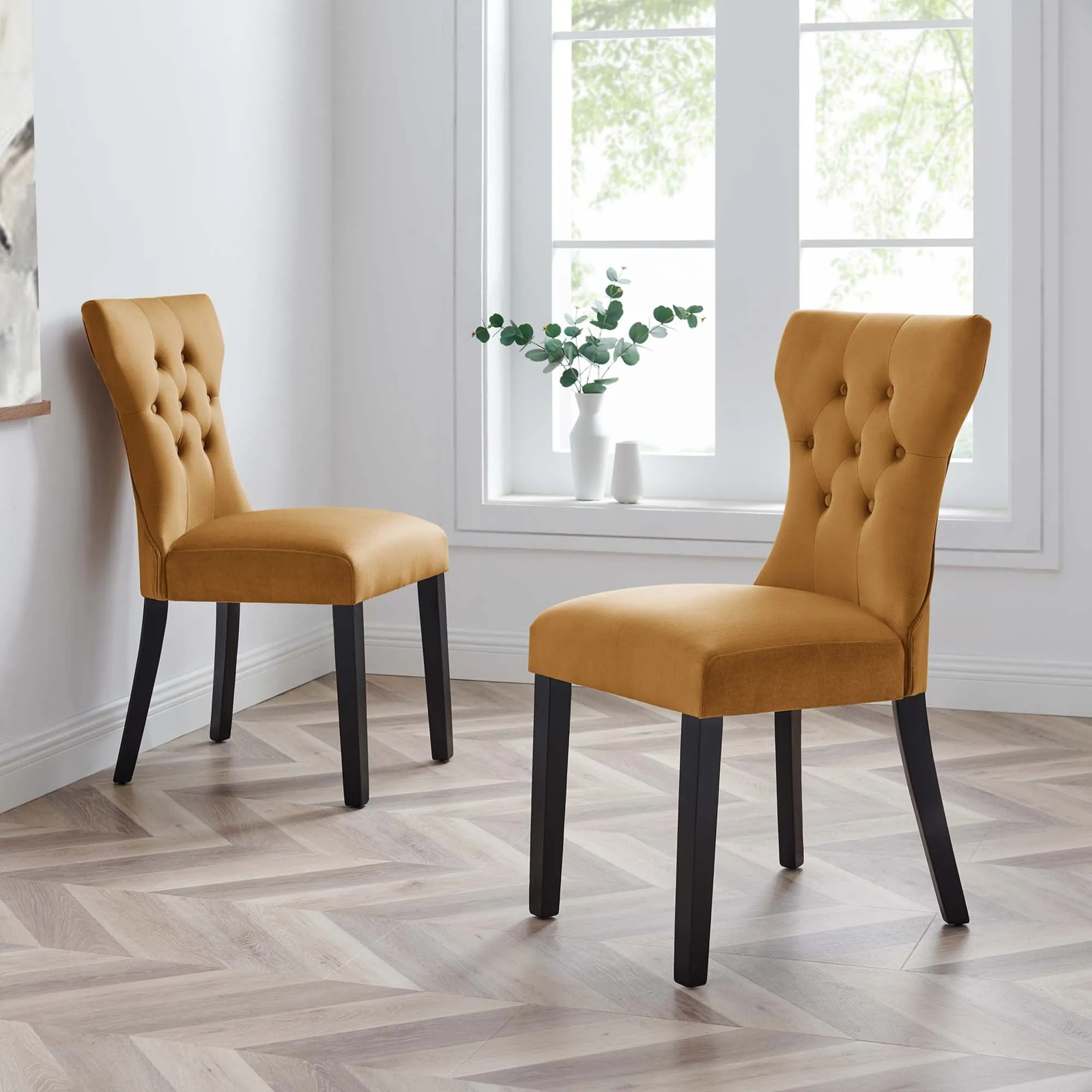 Silhouette Performance Velvet Dining Chairs - Set of 2 by Modway