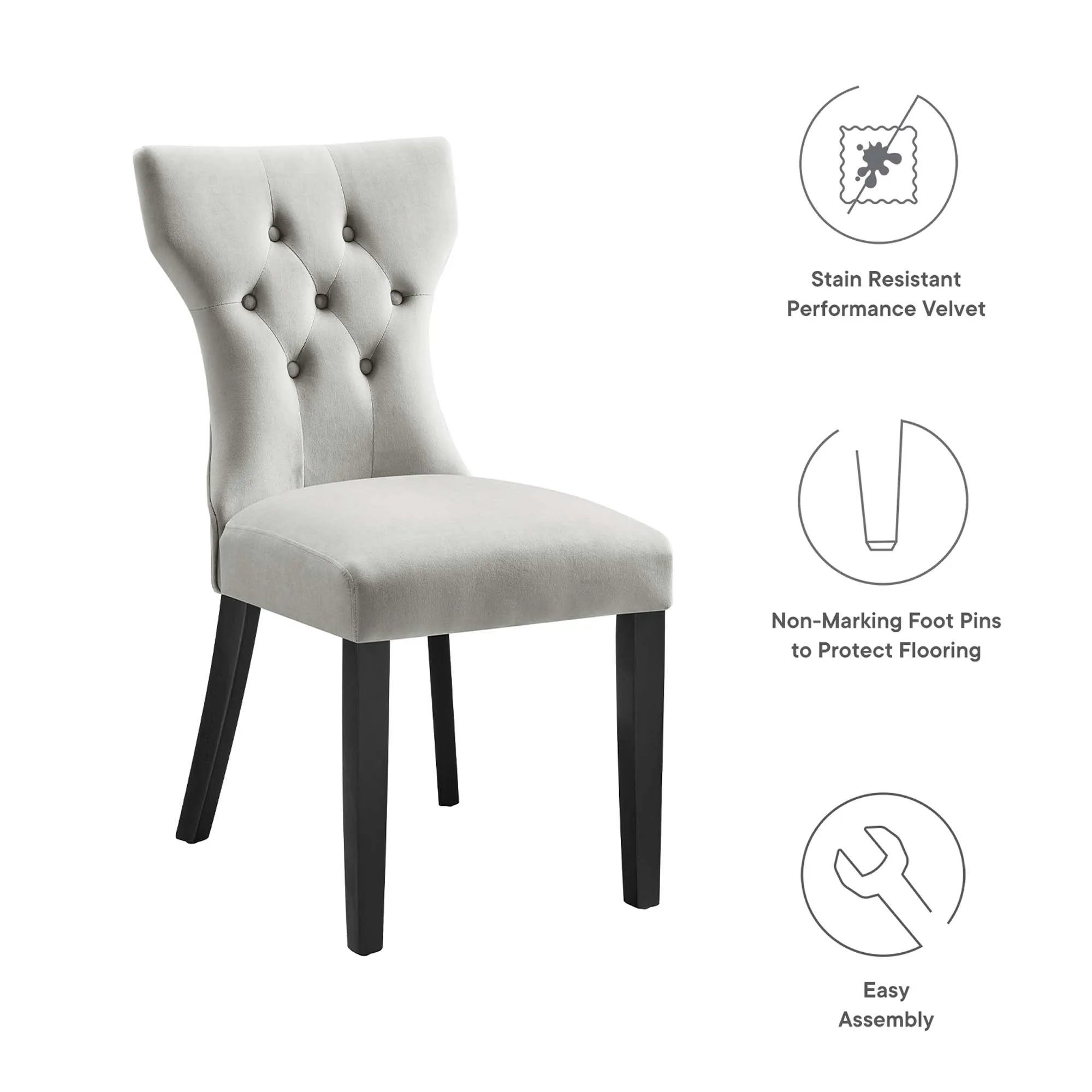 Silhouette Performance Velvet Dining Chairs - Set of 2 by Modway