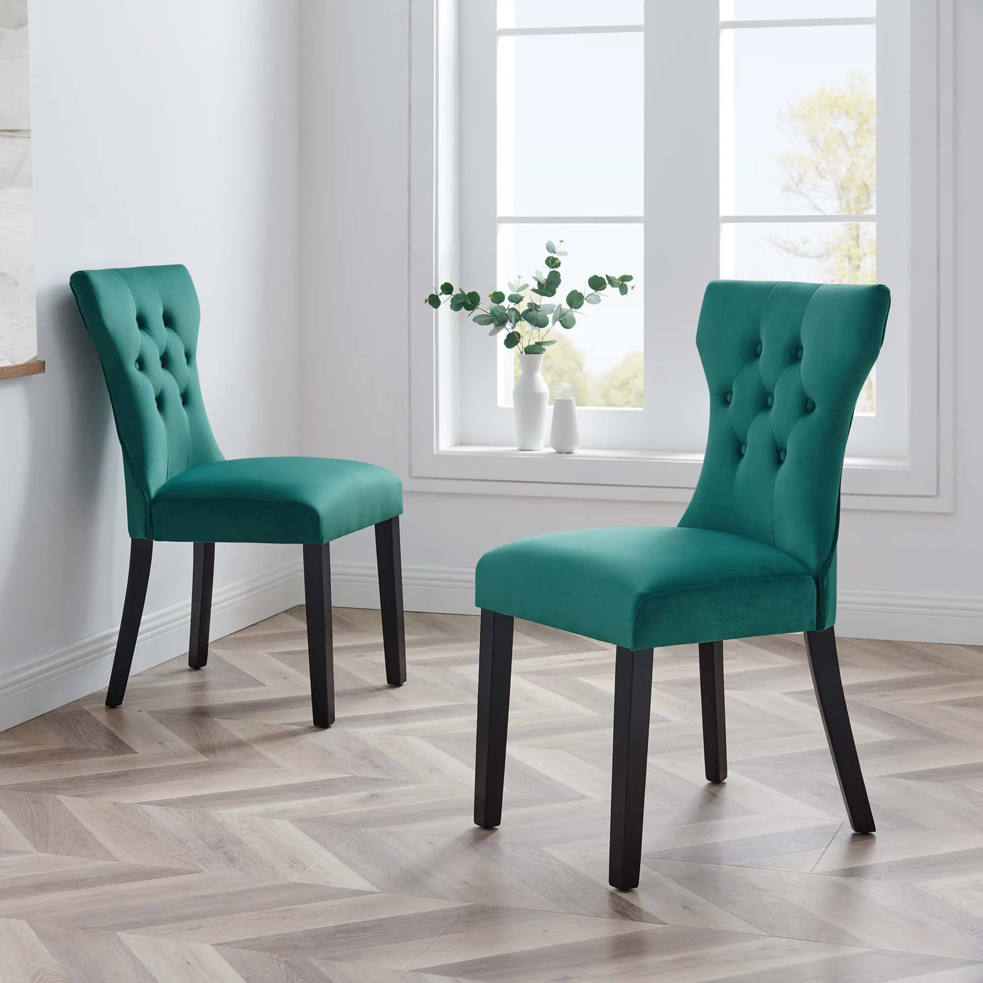 Silhouette Performance Velvet Dining Chairs - Set of 2 by Modway