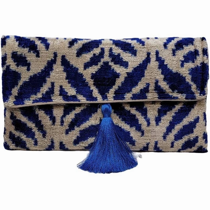 Silk Velvet Ikat Clutch