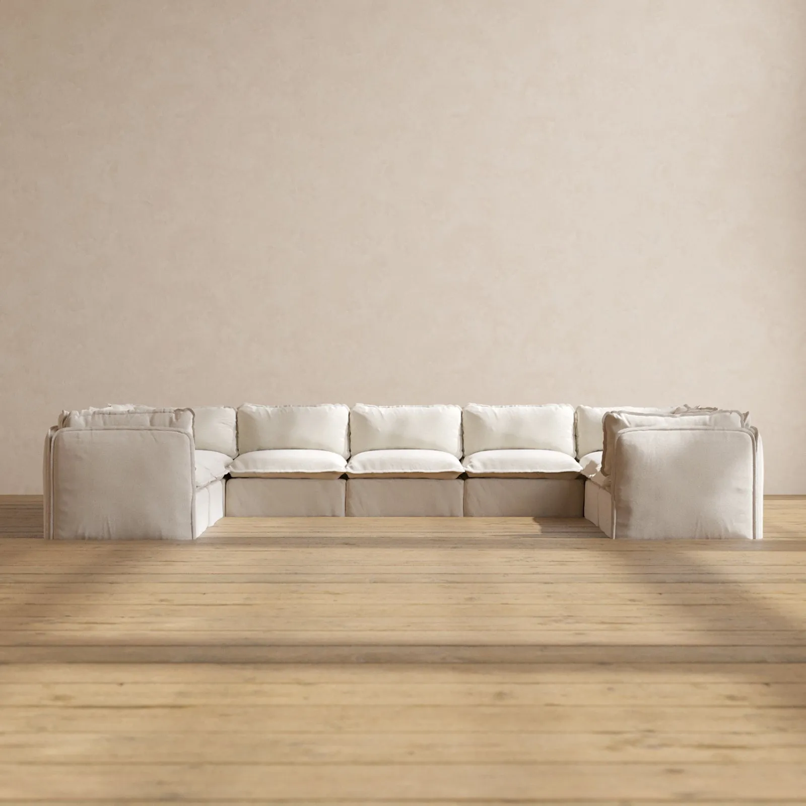 Slipcover Only - Modular Performance 9-Seater U-Sectional | Blended Weave in Flour