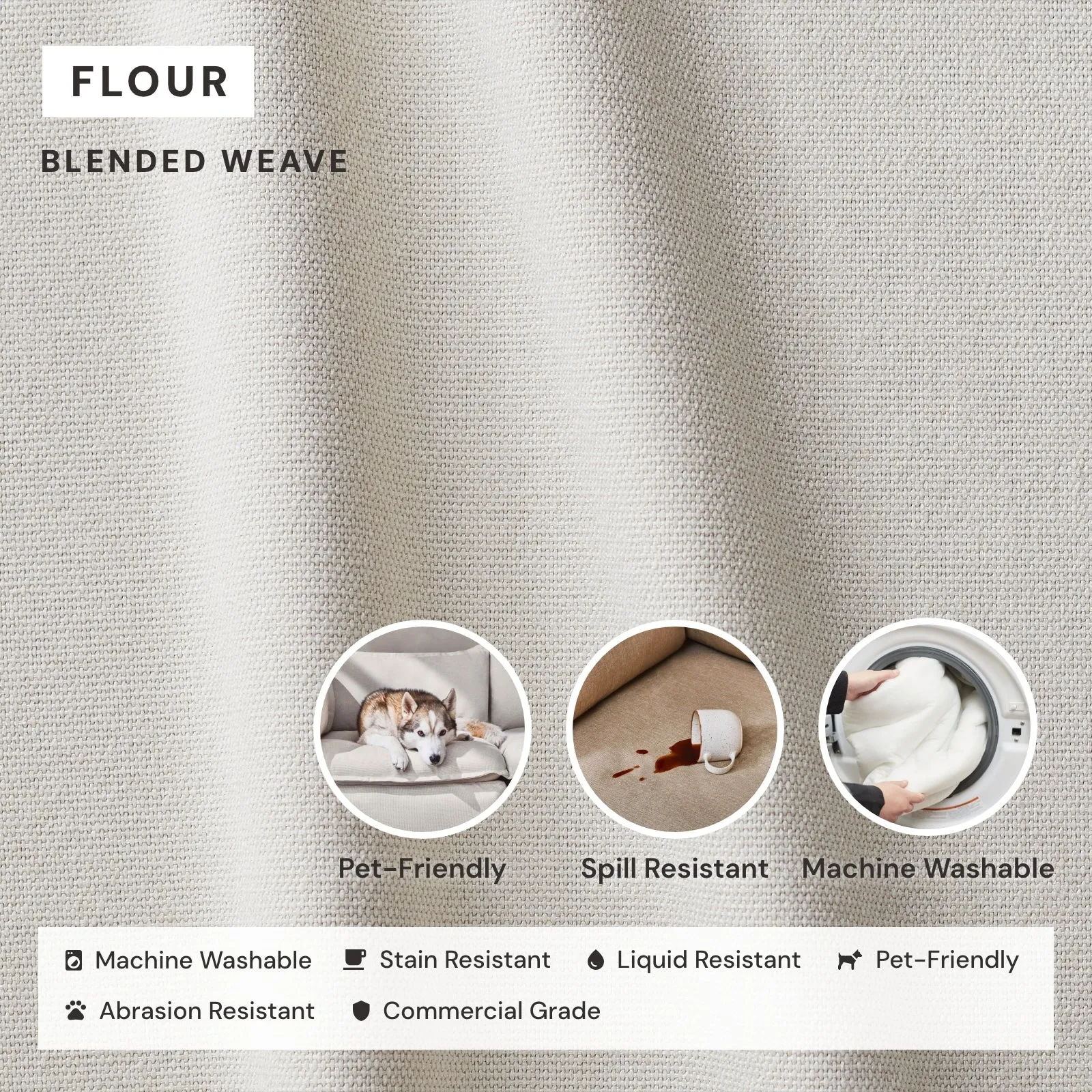 Slipcover Only - Modular Performance 9-Seater U-Sectional | Blended Weave in Flour