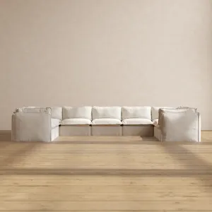 Slipcover Only - Modular Performance 9-Seater U-Sectional | Blended Weave in Flour