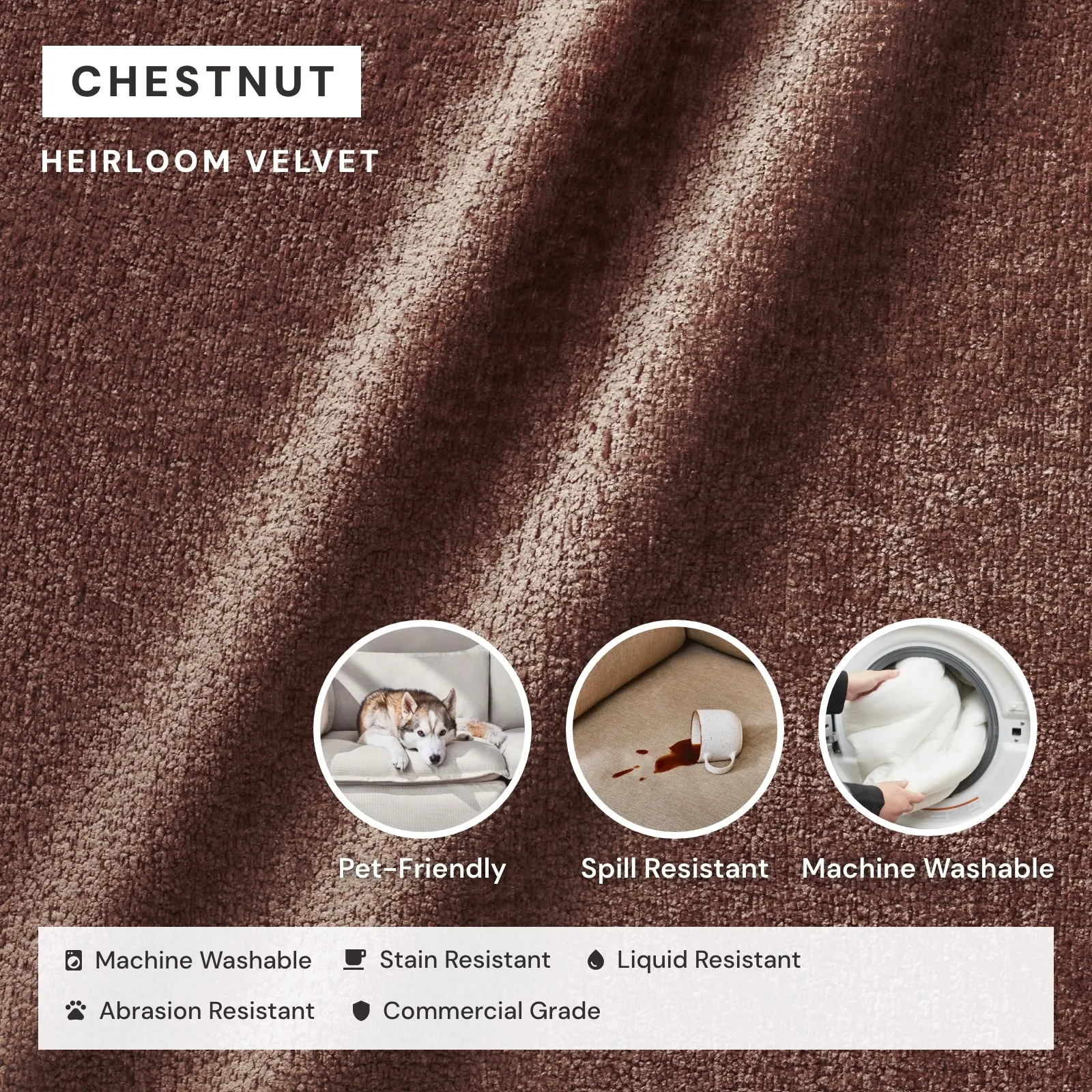 Slipcover Only - Washable Upholstered Dining Chair | 19” Back Height in Chestnut