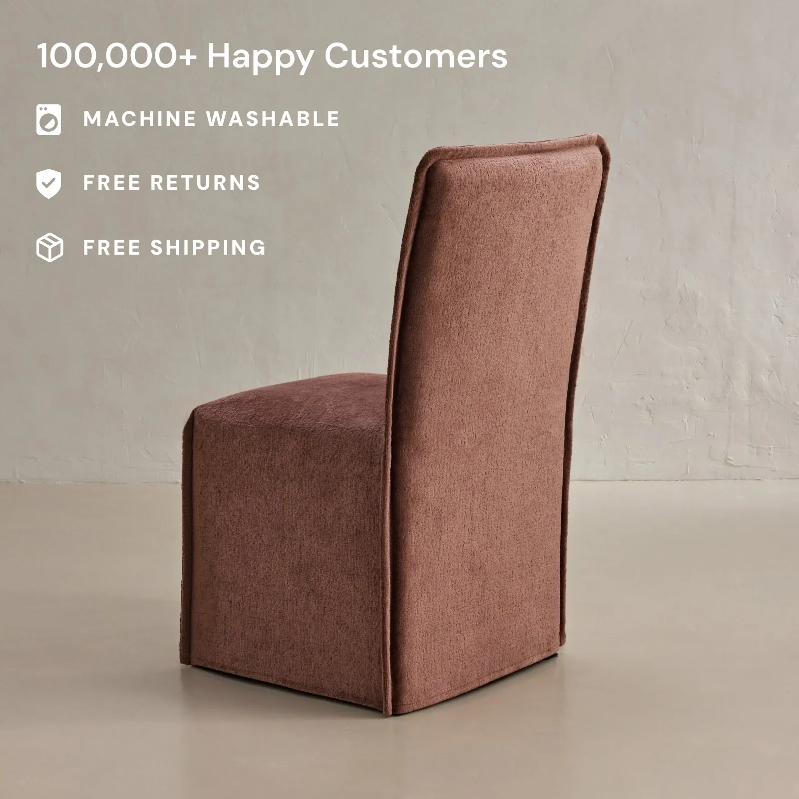 Slipcover Only - Washable Upholstered Dining Chair | 19” Back Height in Chestnut