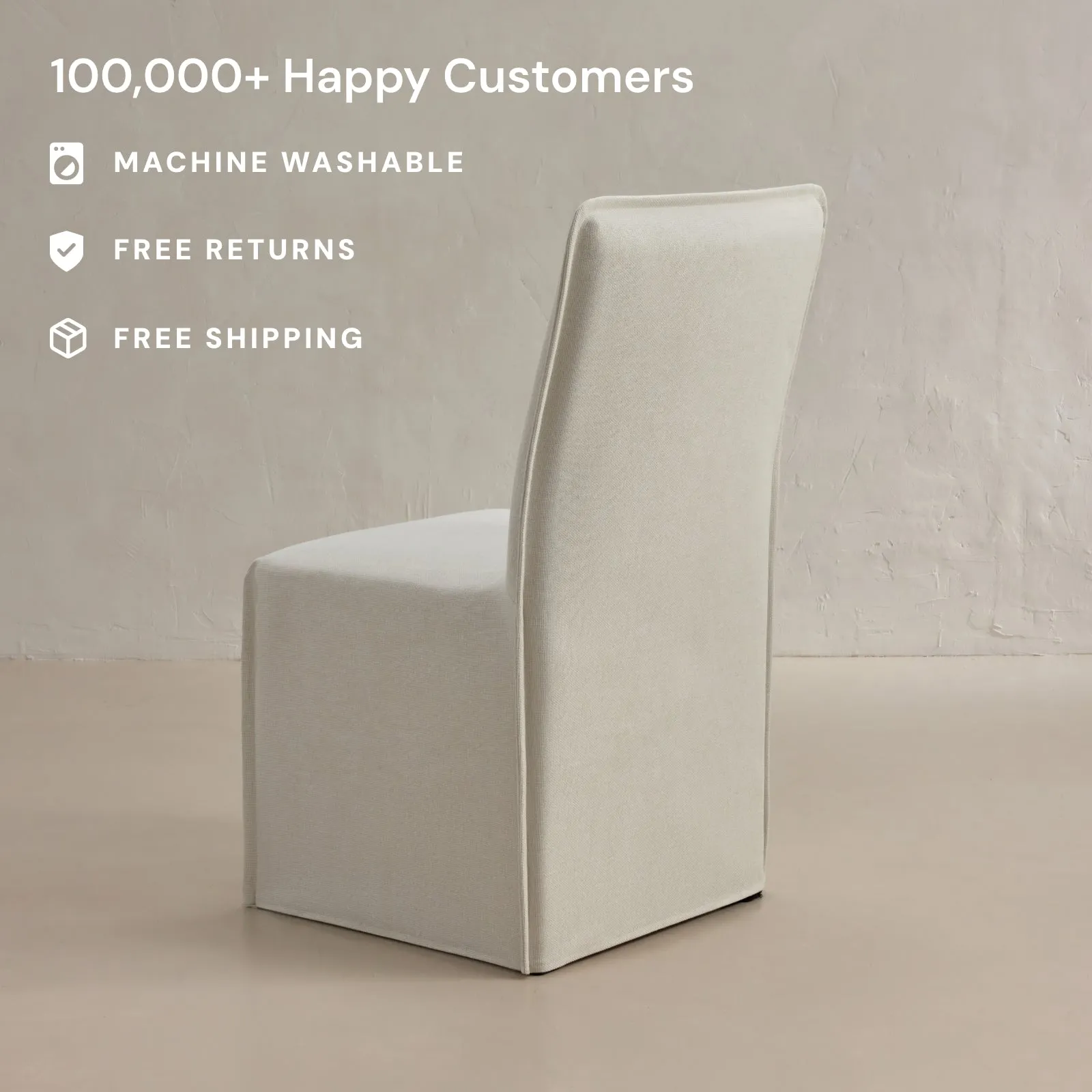 Slipcover Only - Washable Upholstered Dining Chair | 19” Back Height in Eggshell