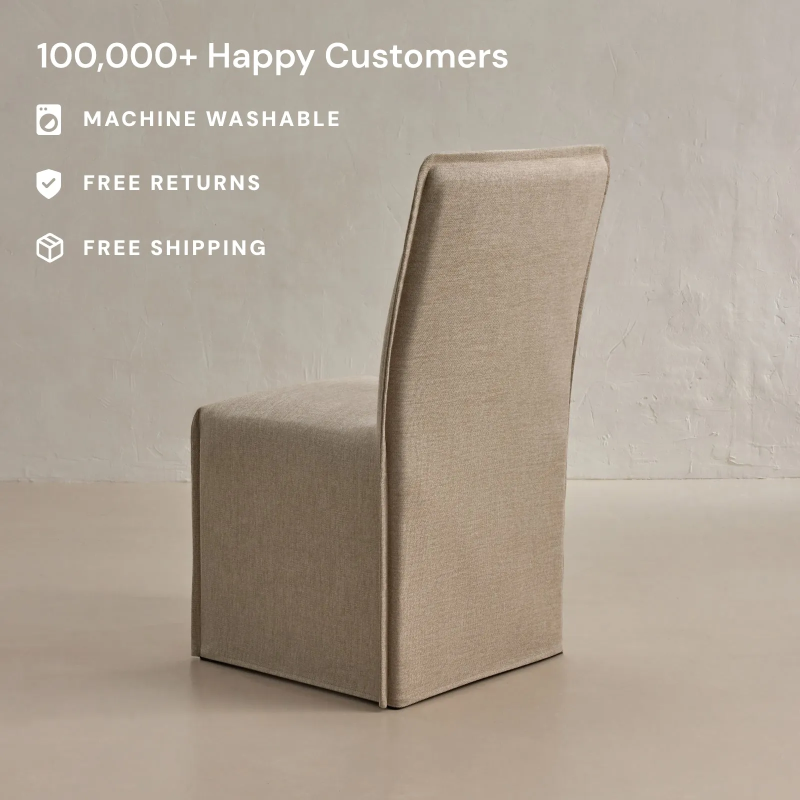 Slipcover Only - Washable Upholstered Dining Chair | 19” Back Height in Oat