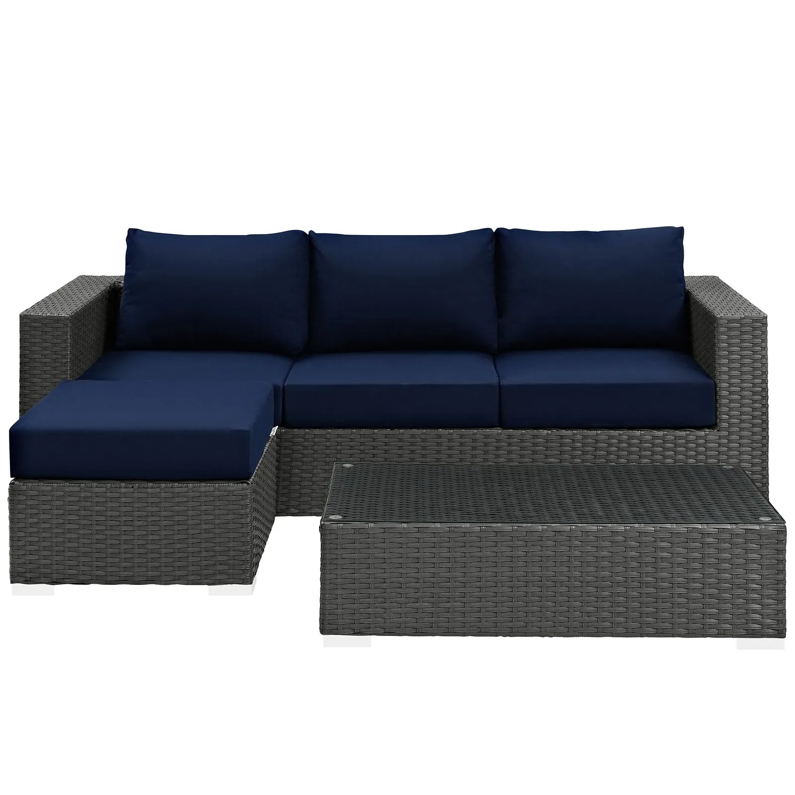Sojourn 3 Piece Outdoor Patio Sunbrella® Sectional Set by Modway