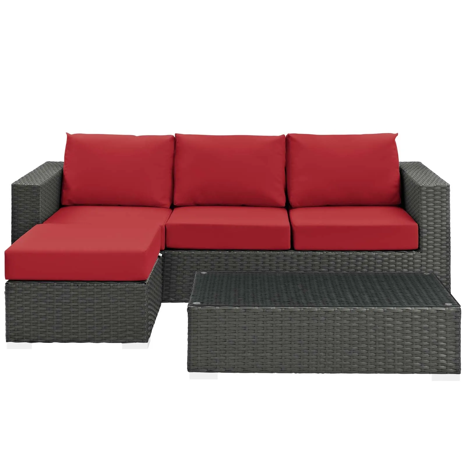 Sojourn 3 Piece Outdoor Patio Sunbrella® Sectional Set by Modway