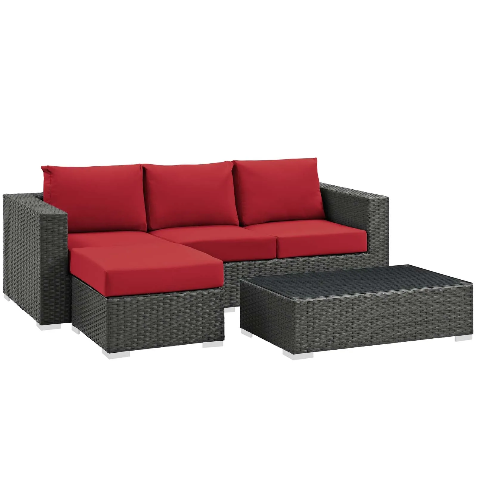 Sojourn 3 Piece Outdoor Patio Sunbrella® Sectional Set by Modway