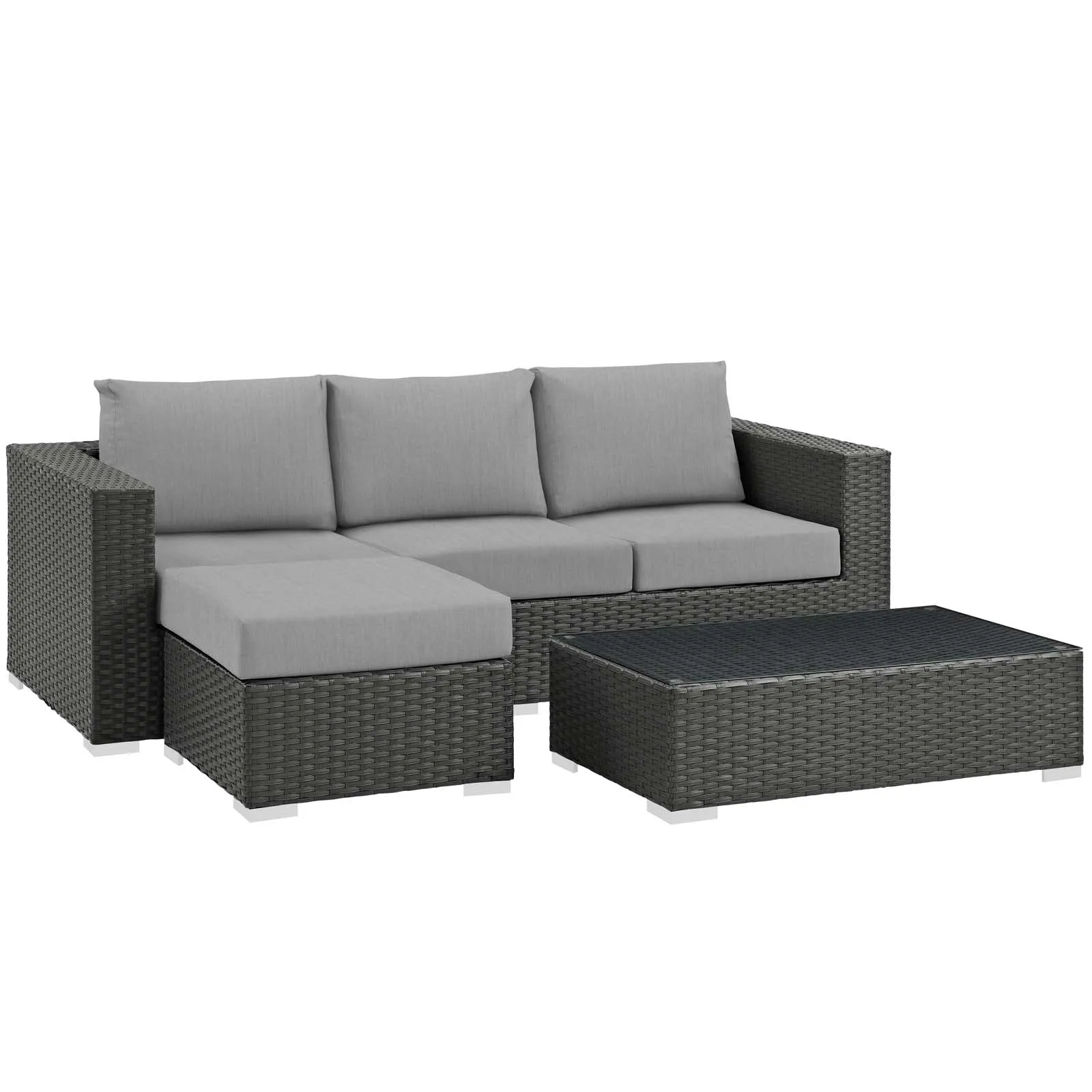 Sojourn 3 Piece Outdoor Patio Sunbrella® Sectional Set by Modway