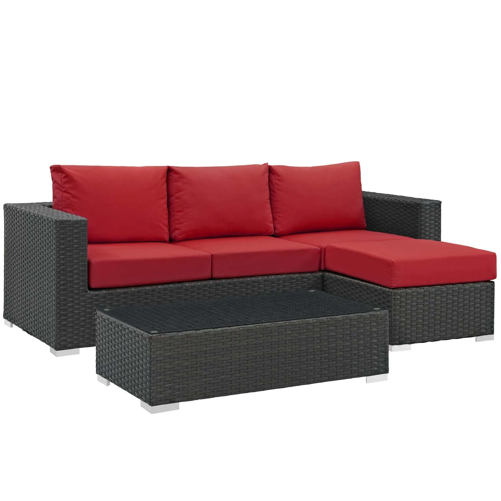 Sojourn 3 Piece Outdoor Patio Sunbrella® Sectional Set by Modway