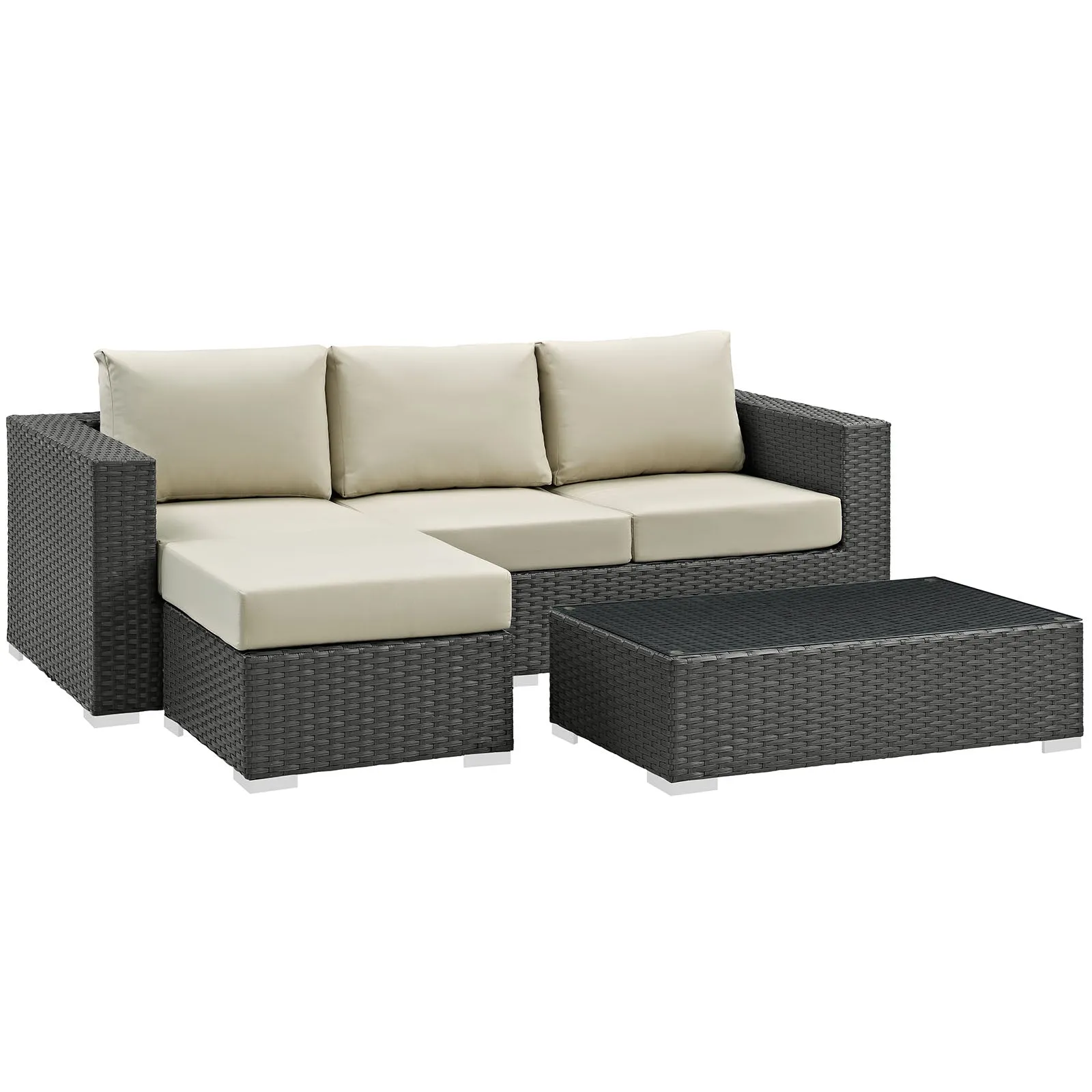 Sojourn 3 Piece Outdoor Patio Sunbrella® Sectional Set by Modway