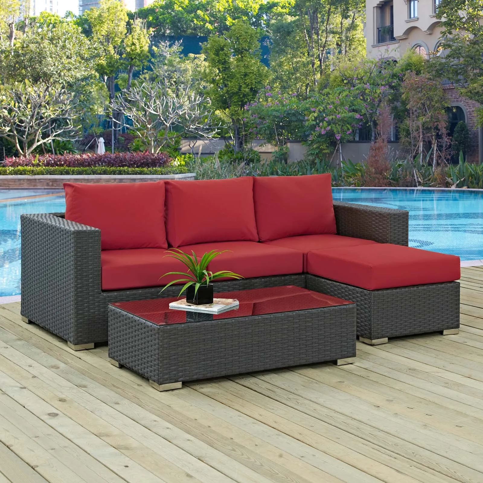 Sojourn 3 Piece Outdoor Patio Sunbrella® Sectional Set by Modway