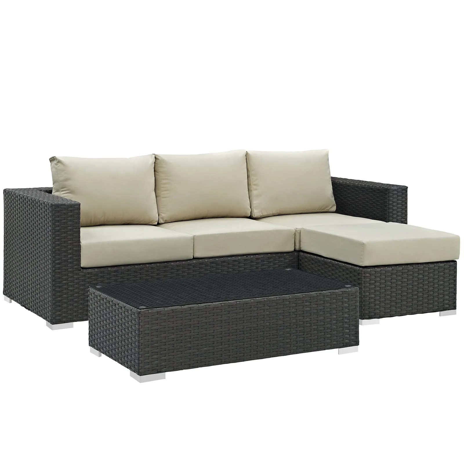 Sojourn 3 Piece Outdoor Patio Sunbrella® Sectional Set by Modway