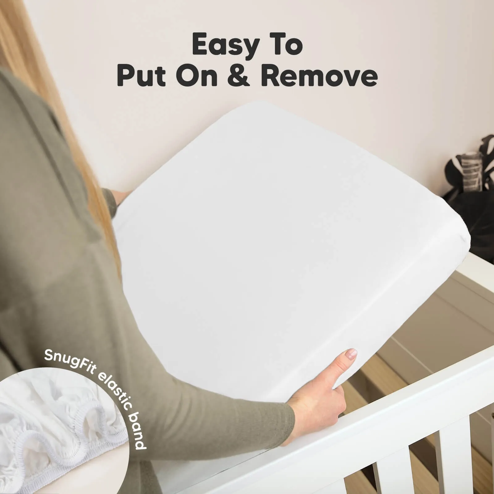 Soothe Fitted Mini Crib Sheet (Soft White)